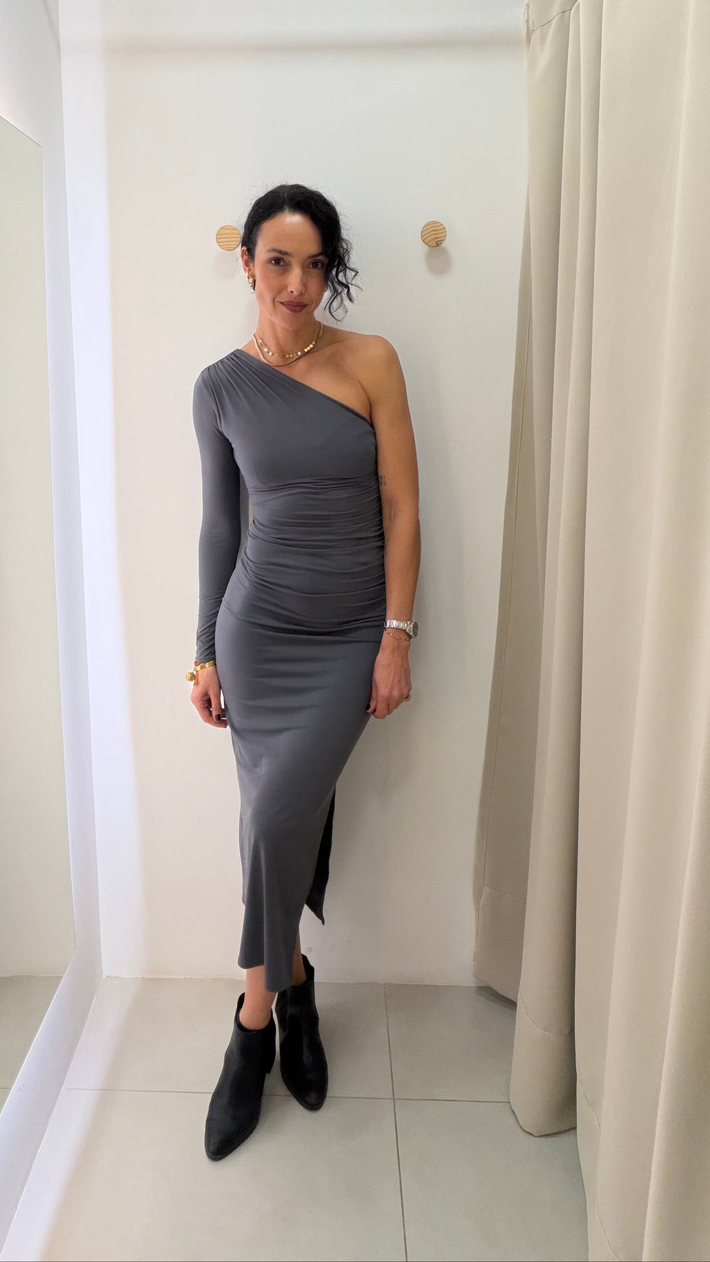 Vestido Longo Cinza Zara