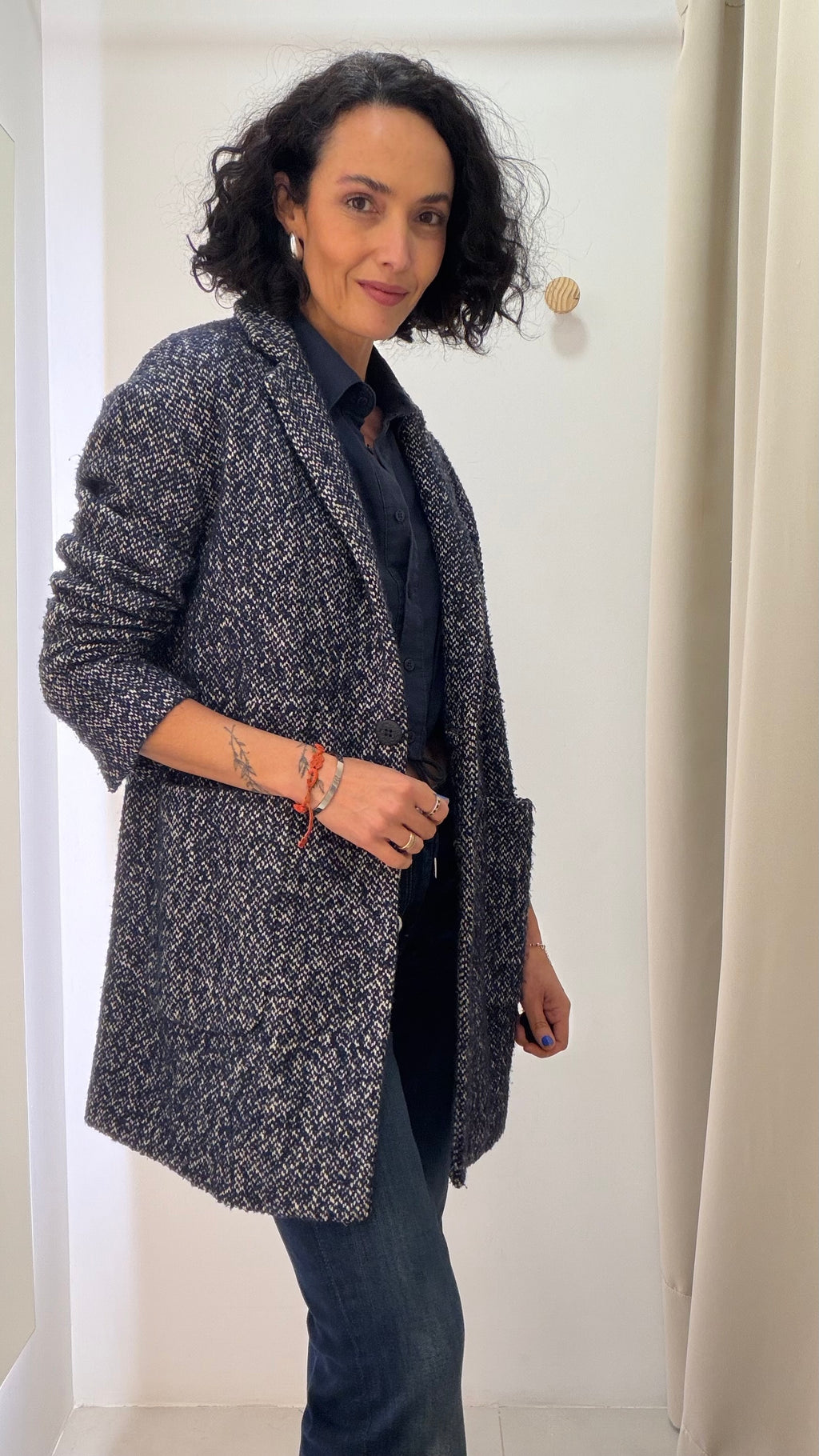 Casaco de Tweed Azul Zara