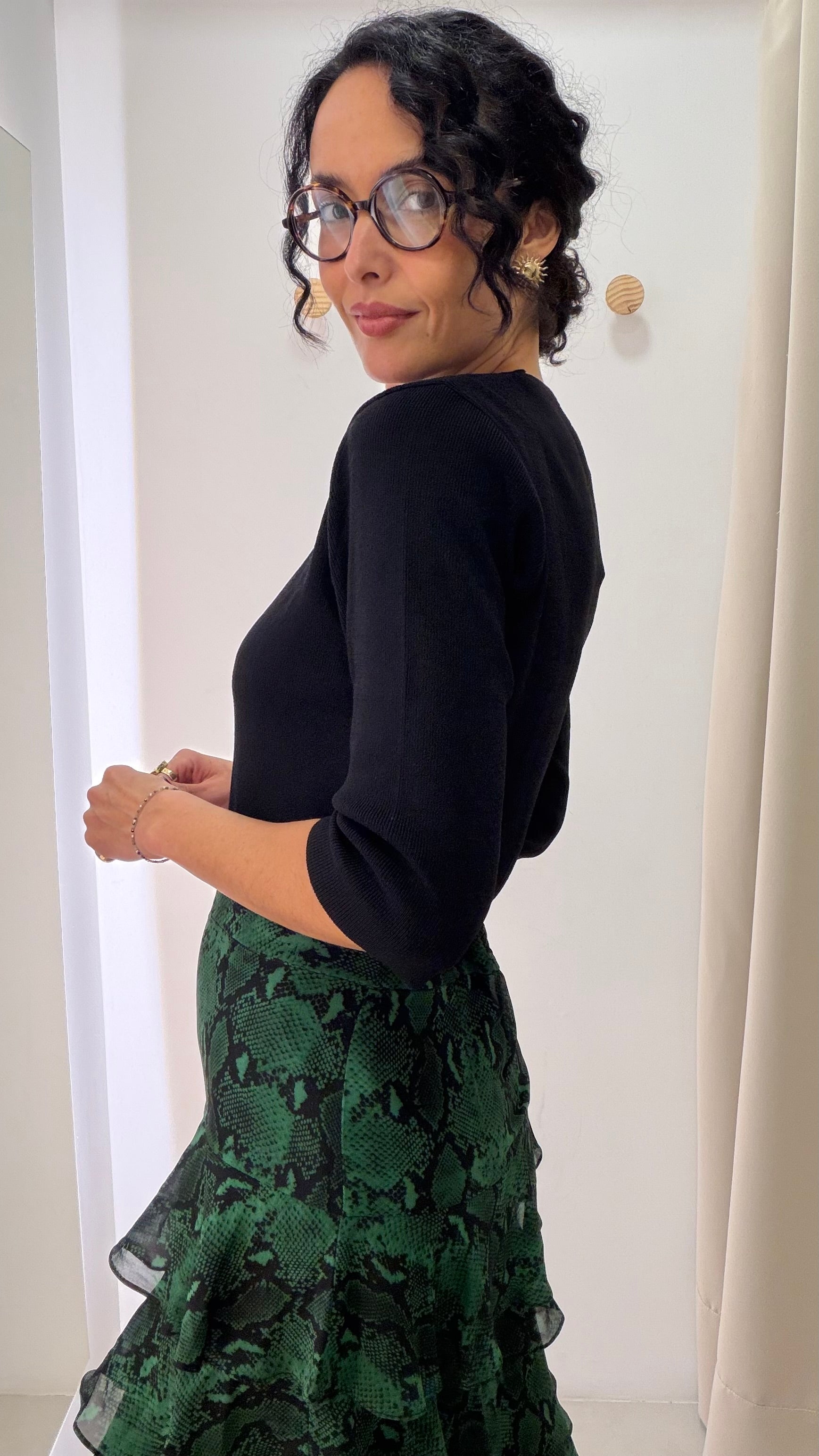 Saia Animal Print Verde 100% Seda C'est Tout