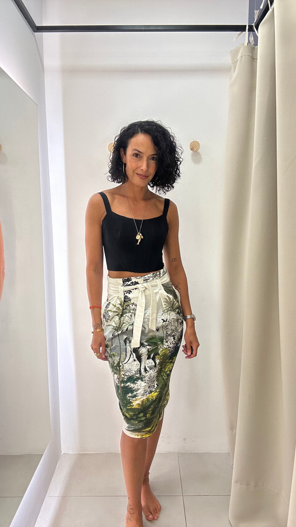 Saia Branca com Estampa Alberta Ferretti