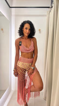 Conjunto em crochet com aplicações