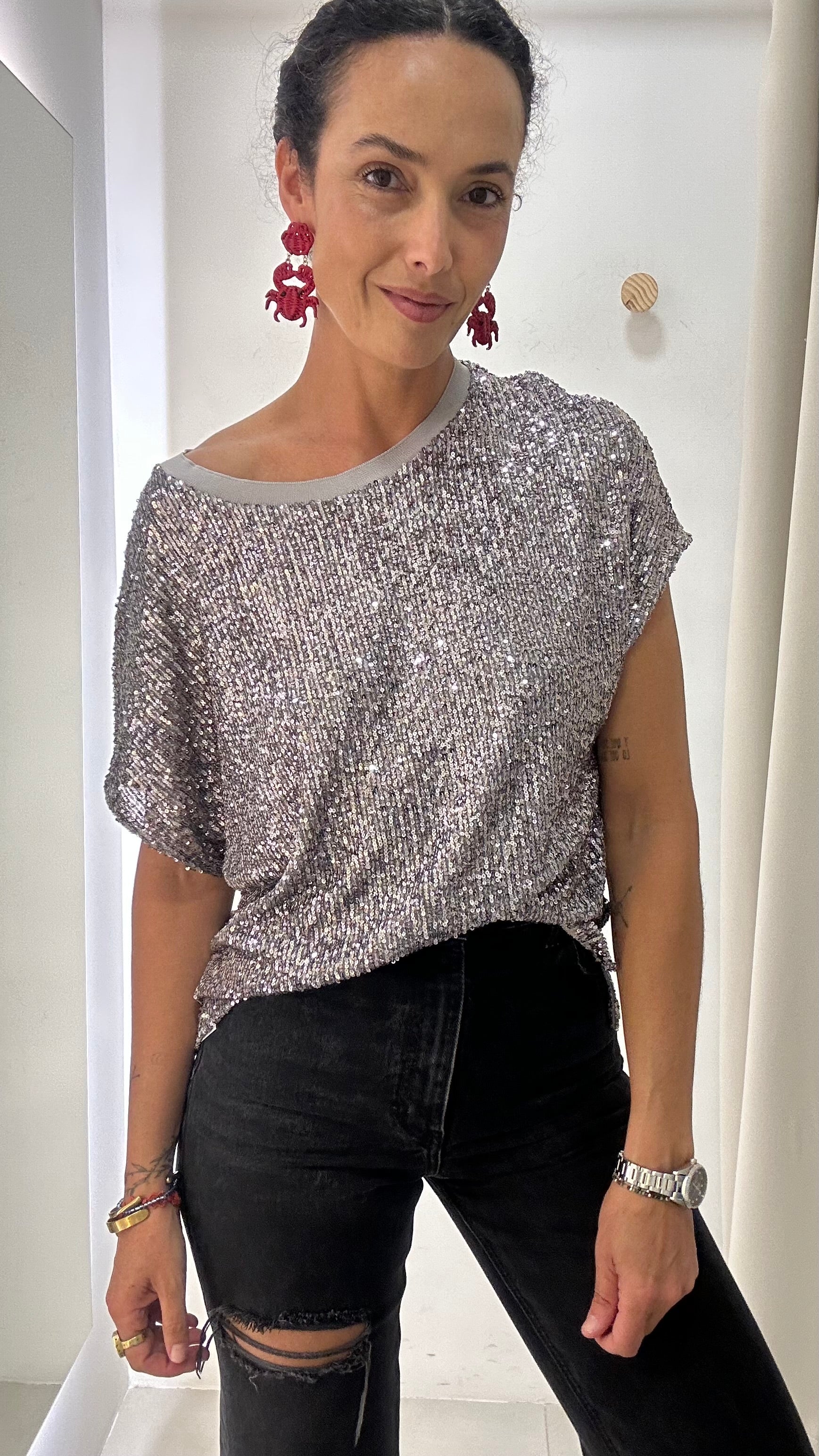 Blusa Paetê le lis blanc