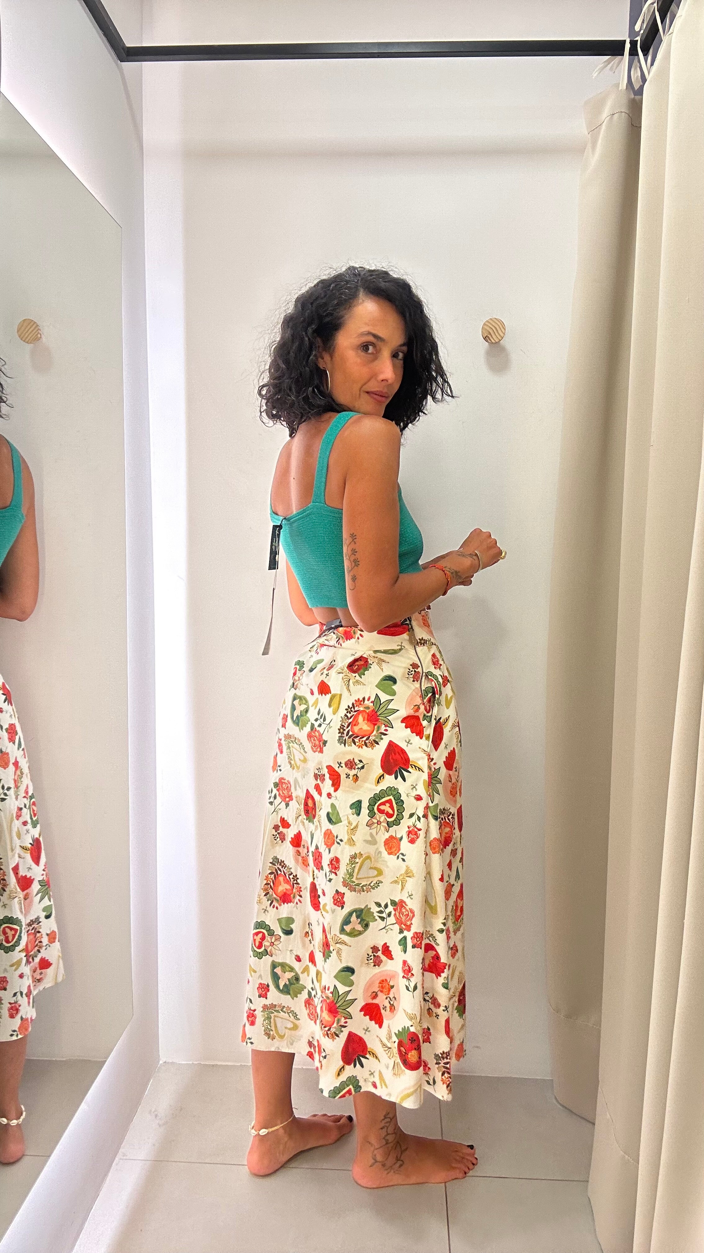 Saia Branca Estampada