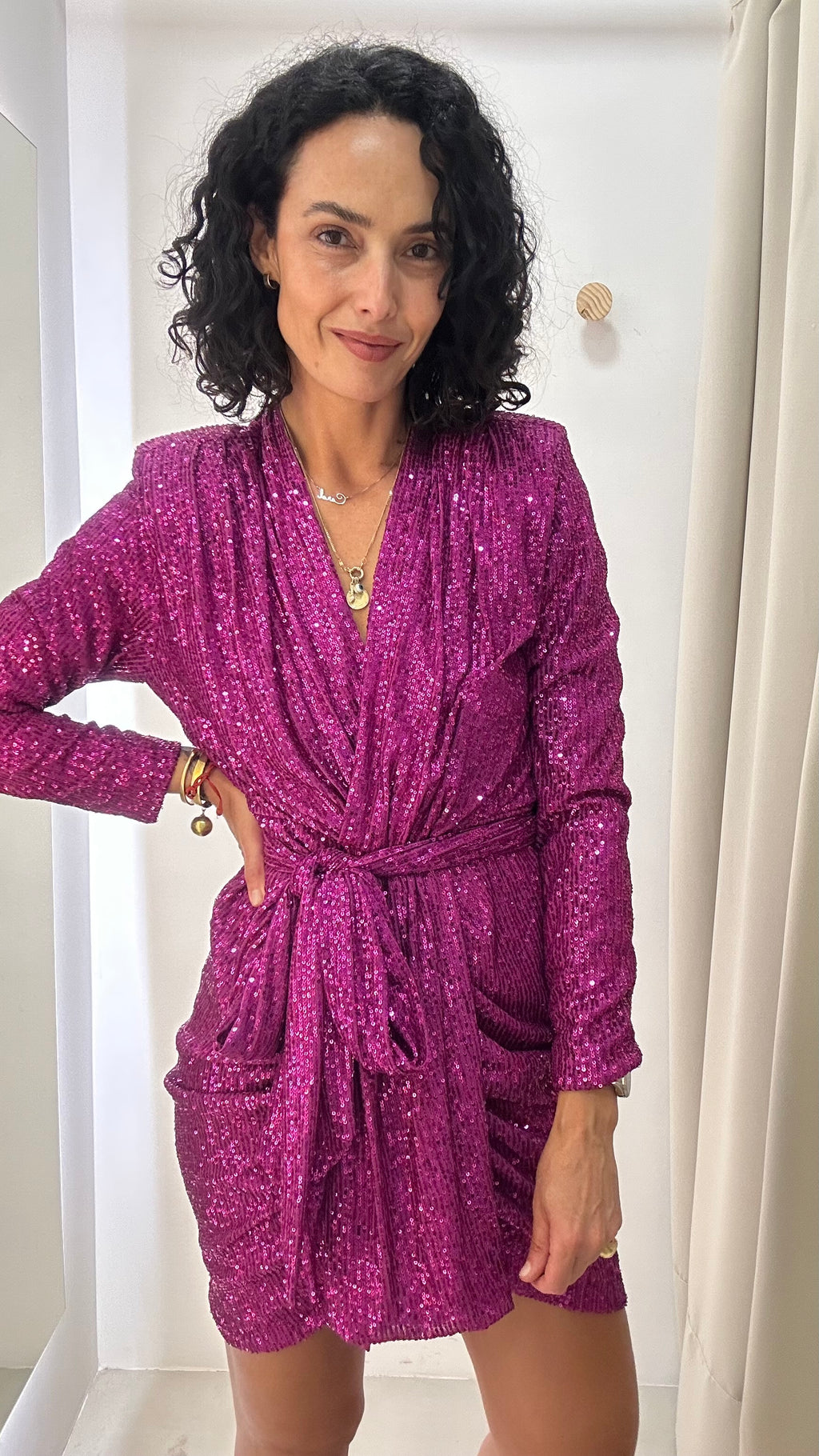 Vestido em Paetê Rosa