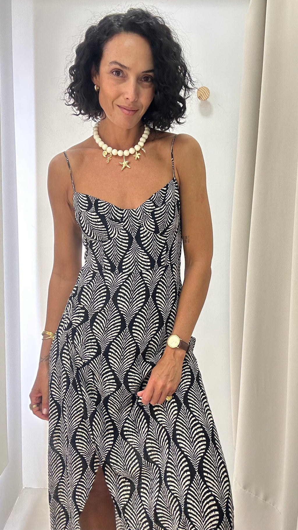 Vestido Preto Estampado Shoulder
