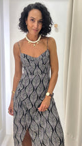 Vestido Preto Estampado Shoulder