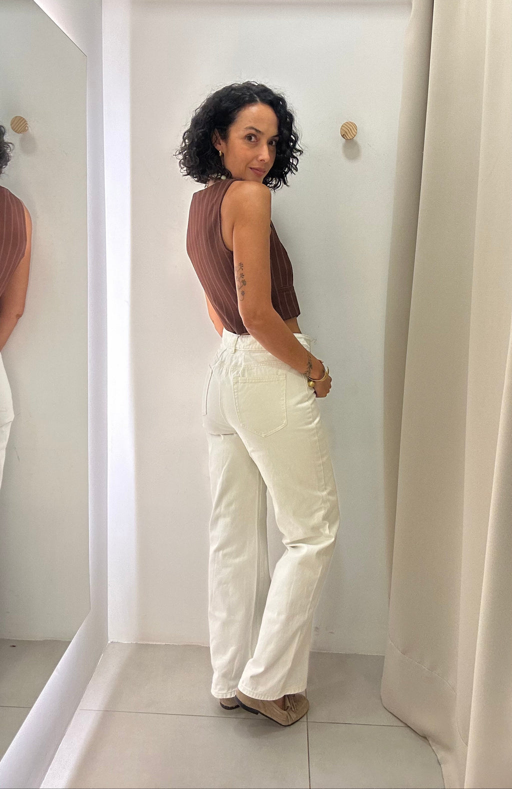 Calça Jeans Branca Reta