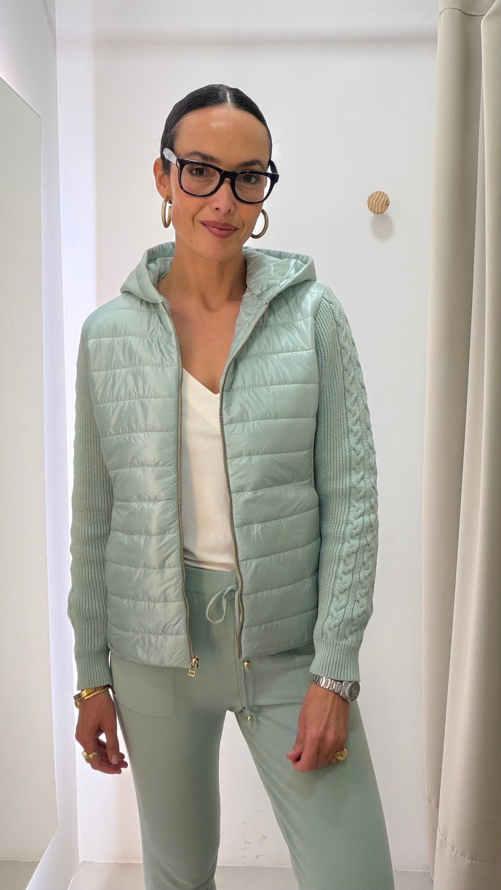 Casaco puffer e tricot Anselmi