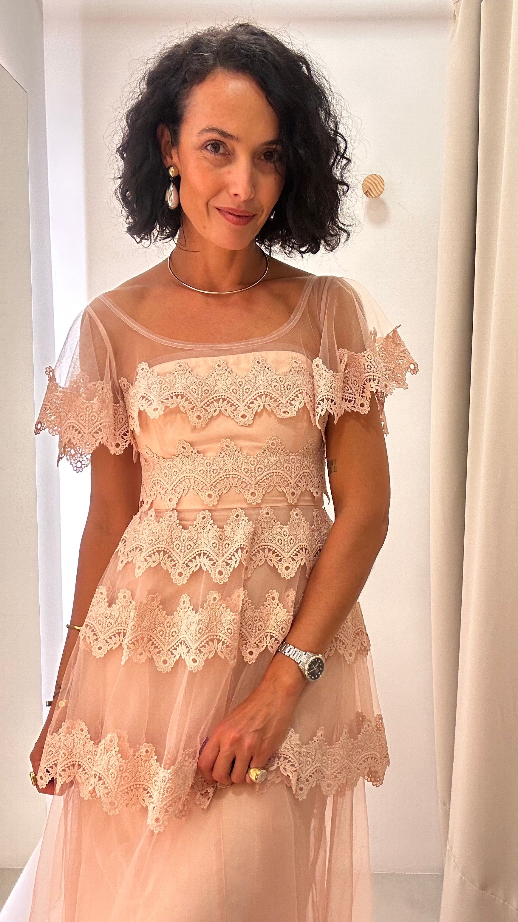 Vestido de Festa Rosa com Babados