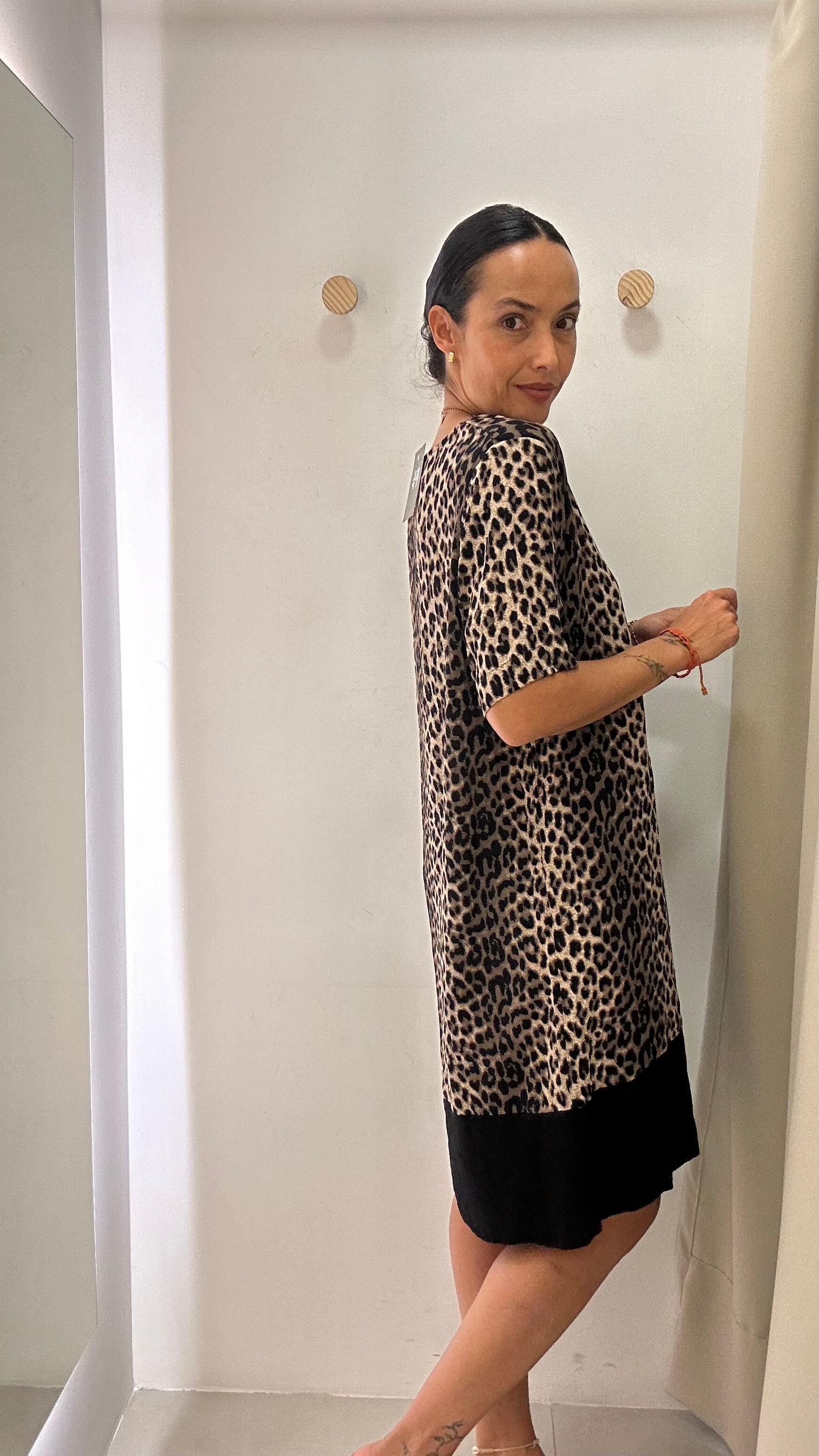 Vestido Animal Print Shoulder