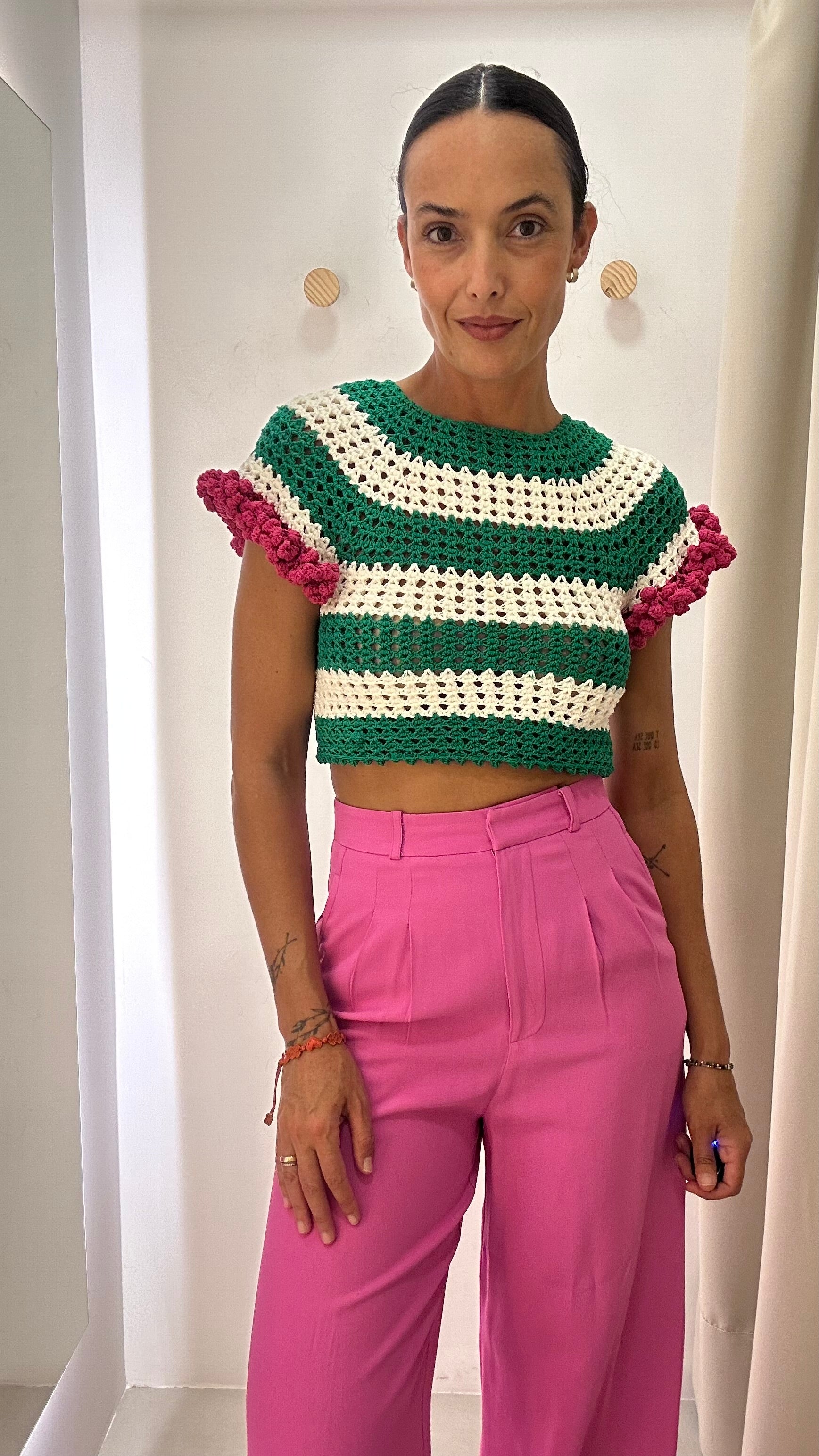 Blusa Crochet Listrada