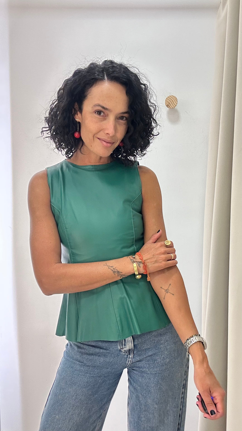 Blusa em Couro Verde