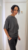 Blusa Cinza Shoulder