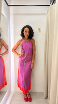 Vestido Lilás e Laranja