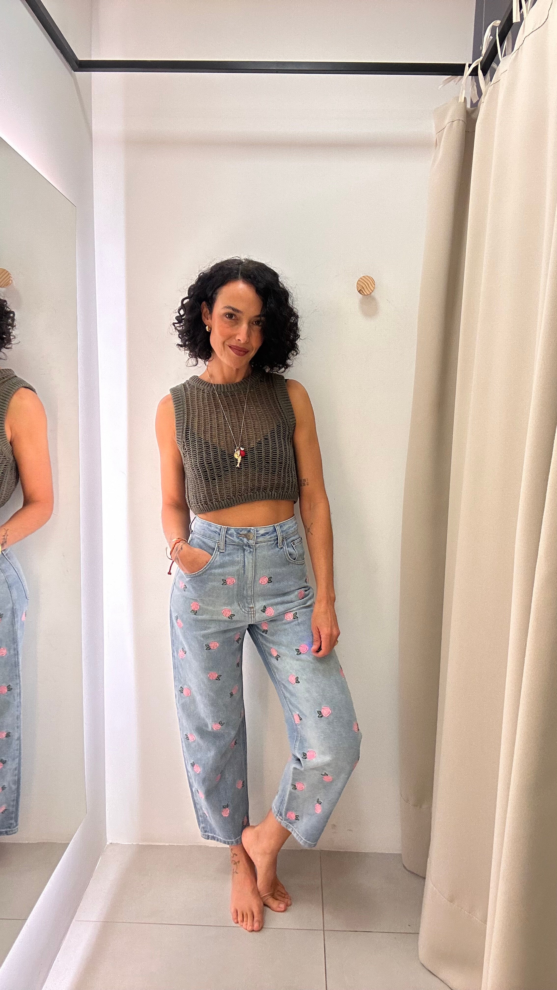 Calça Jeans Rosas Nati Vozza