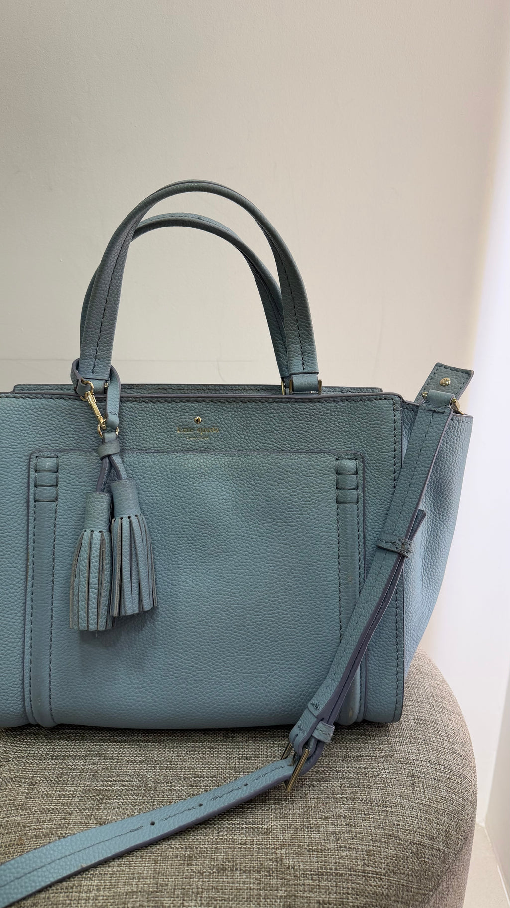 Bolsa couro azul Kate Spade