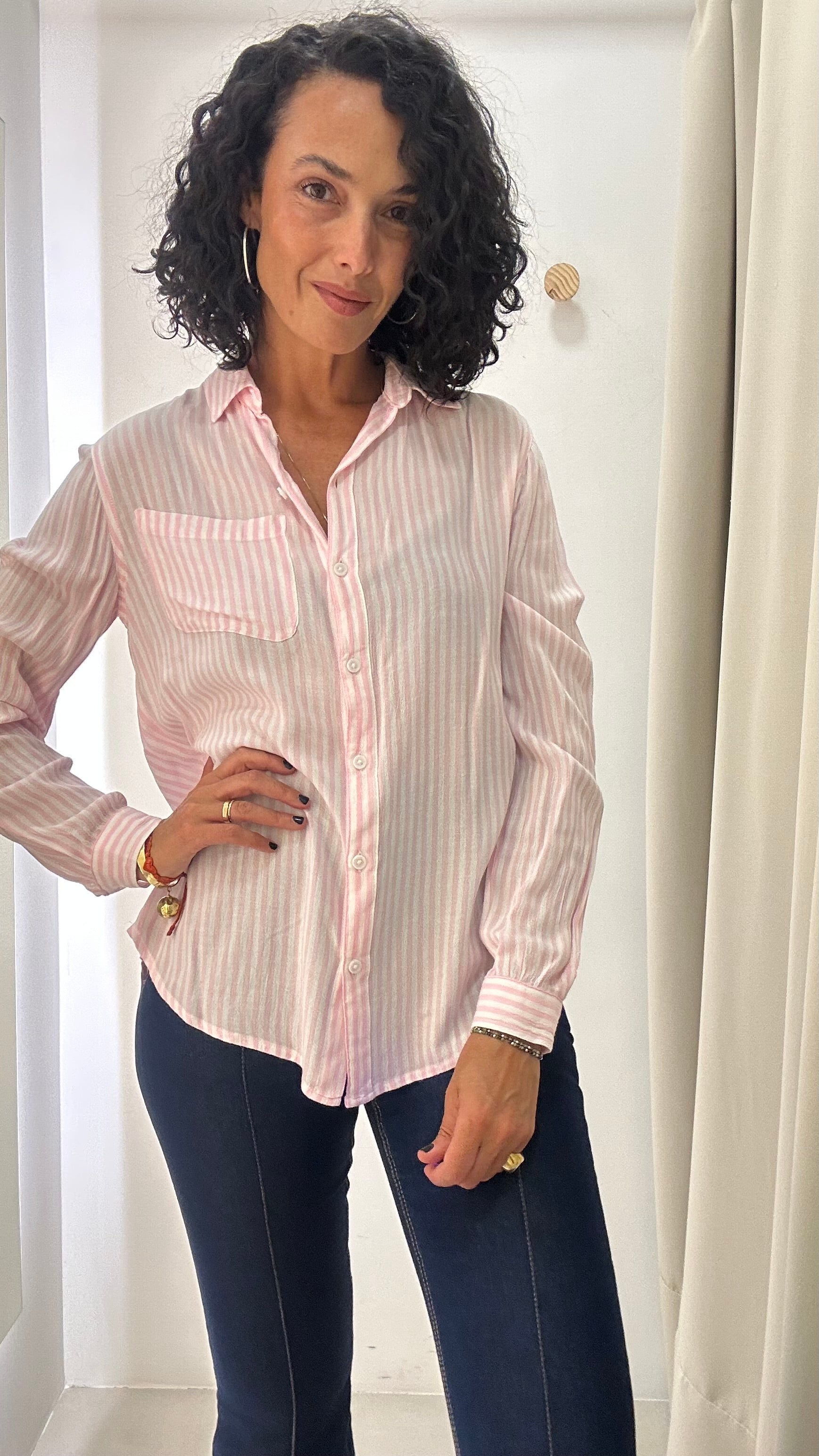 Camisa Listrada Rosa Beach Lunch