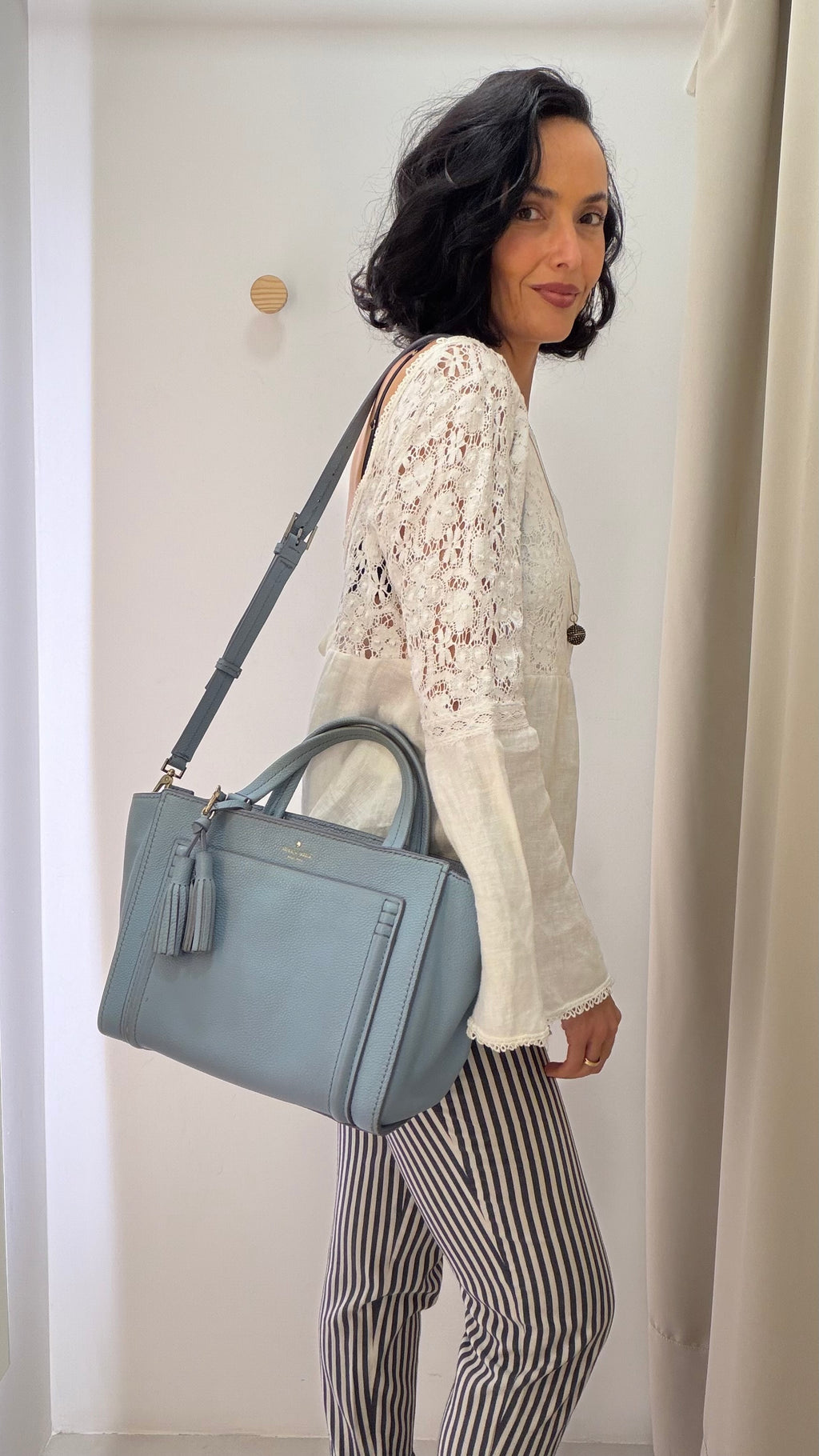Bolsa couro azul Kate Spade