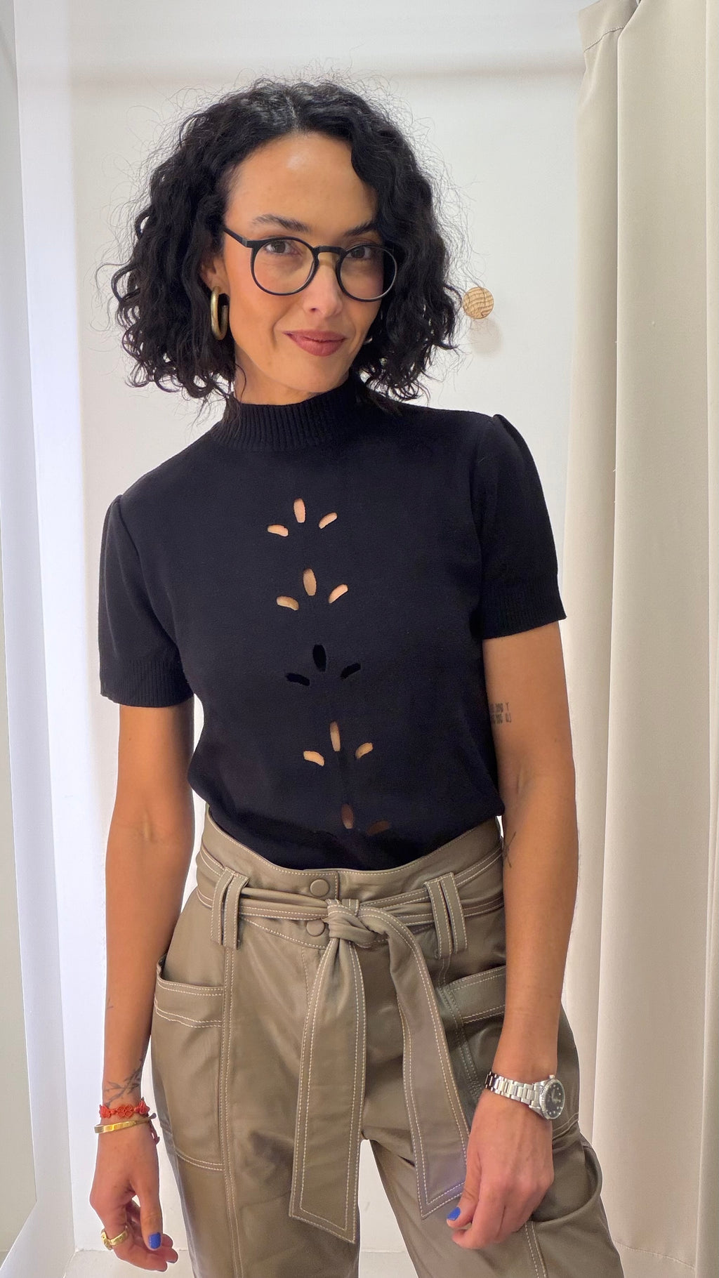 Blusa Preta em Malha Tricot
