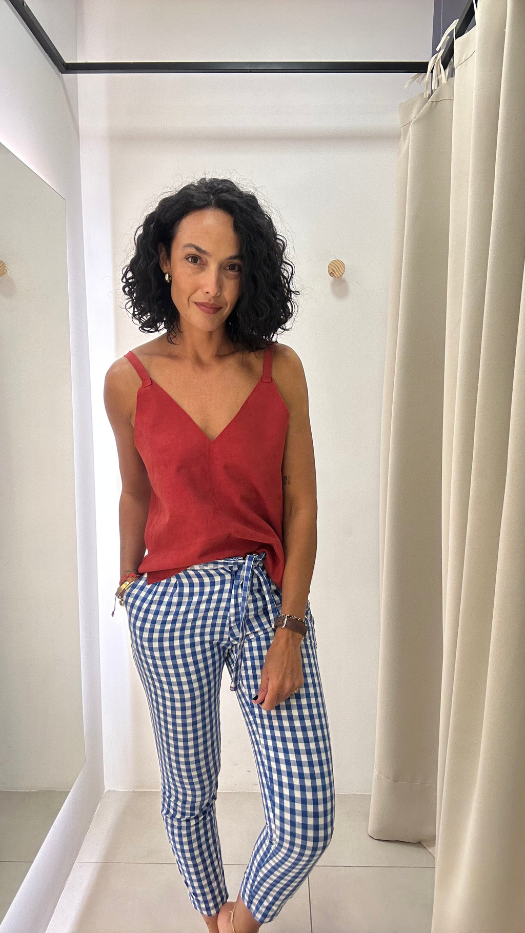 Calça Azul Quadriculada