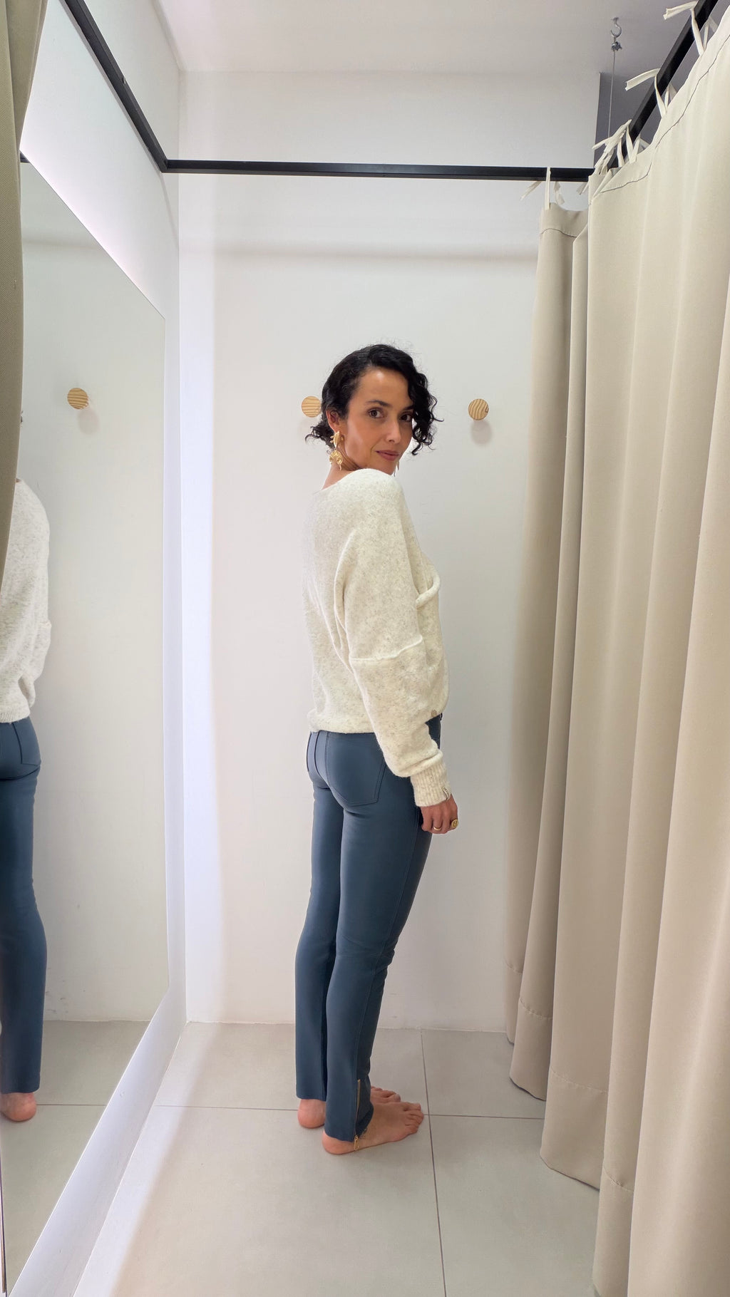 Calça de Couro azul Julian Sanmartin