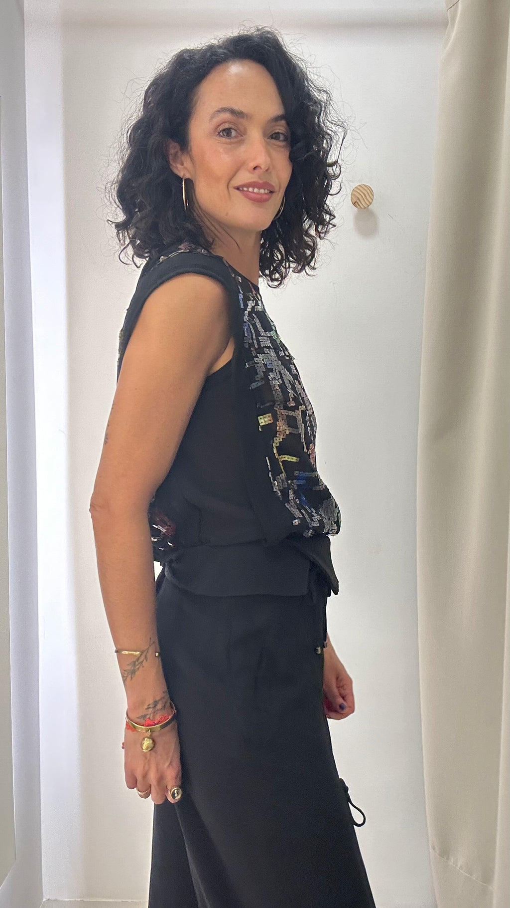 Blusa em seda e paetê