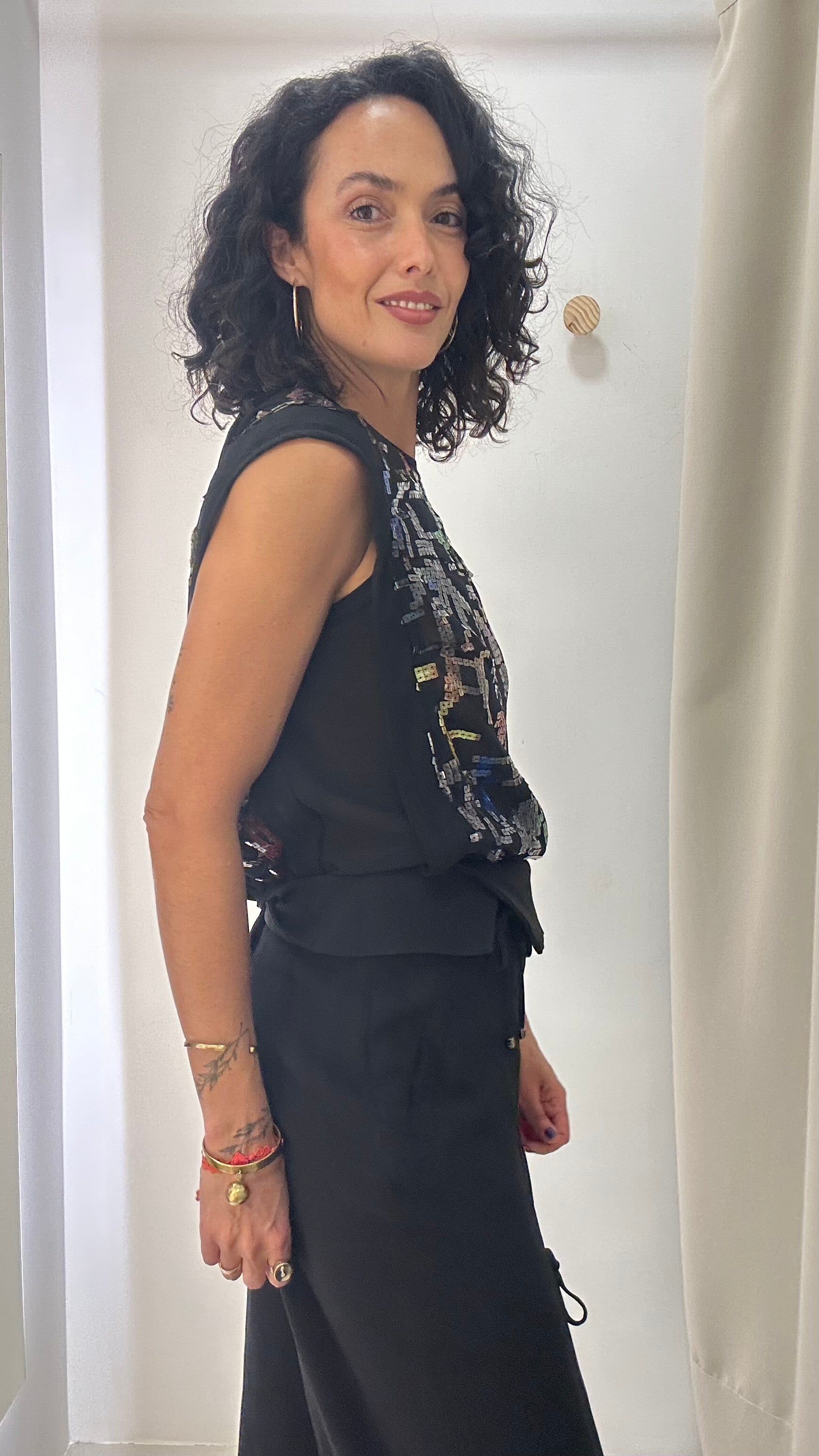 Blusa em seda e paetê