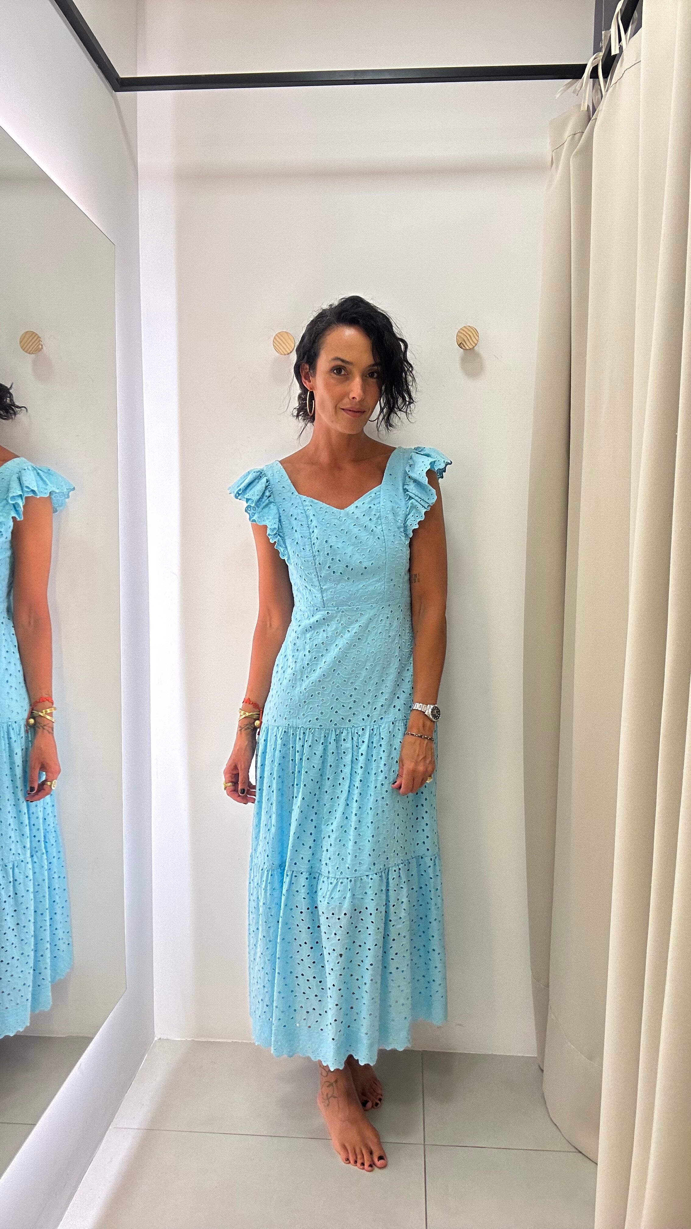 Vestido Midi Azul Claro