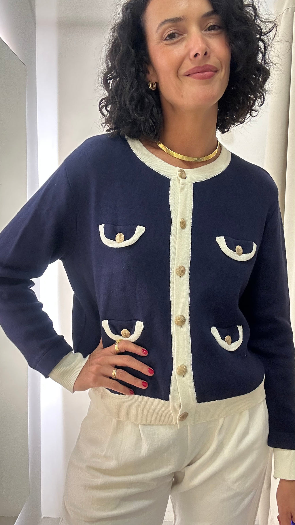 Casaquinho Marinho tricot Iorane