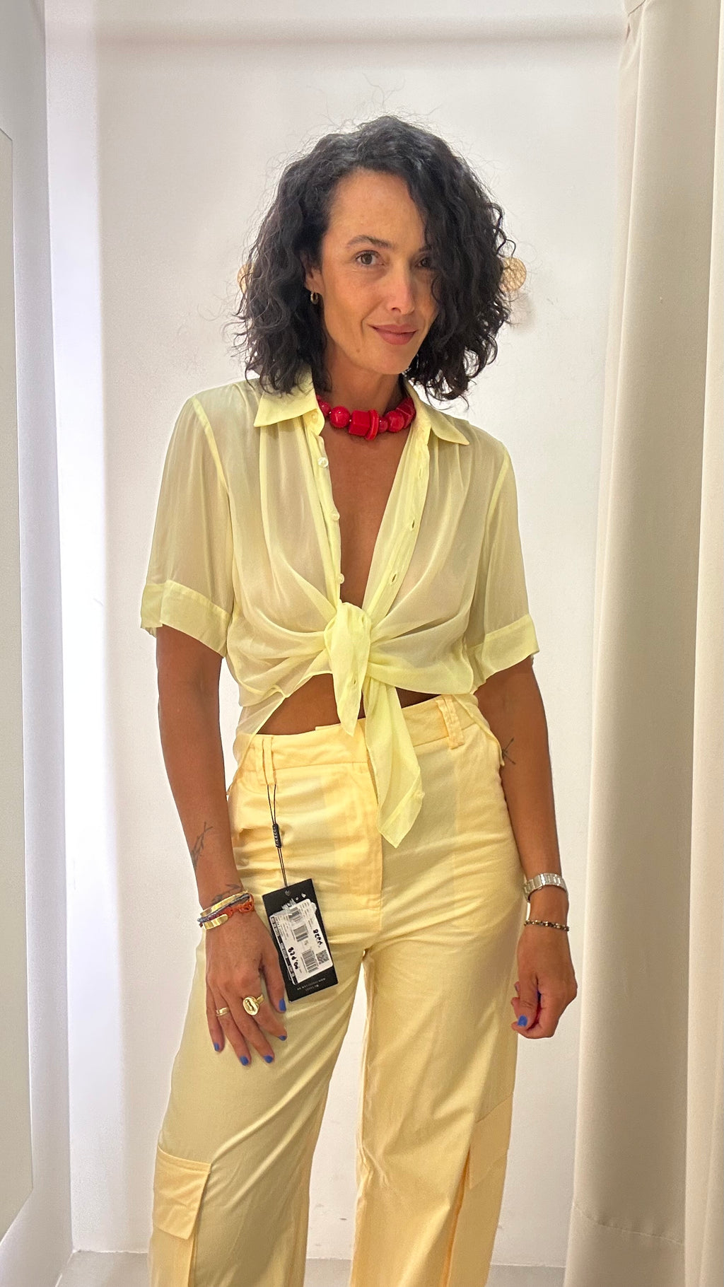 Calça Cargo Amarelo Manteiga