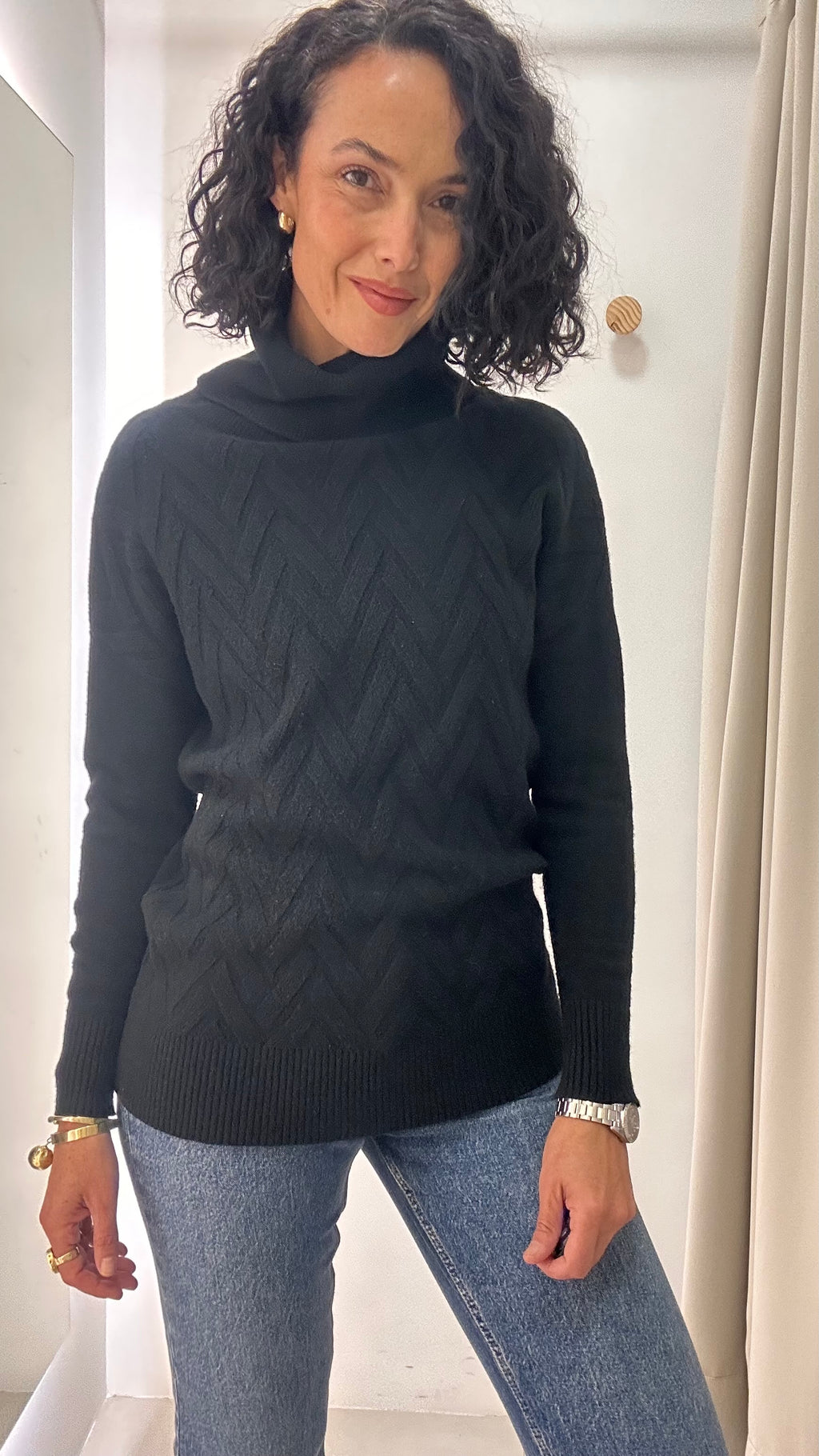 Suéter Tricot Gola Alta Preto
