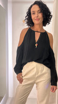 Blusa Preta Seda Animale