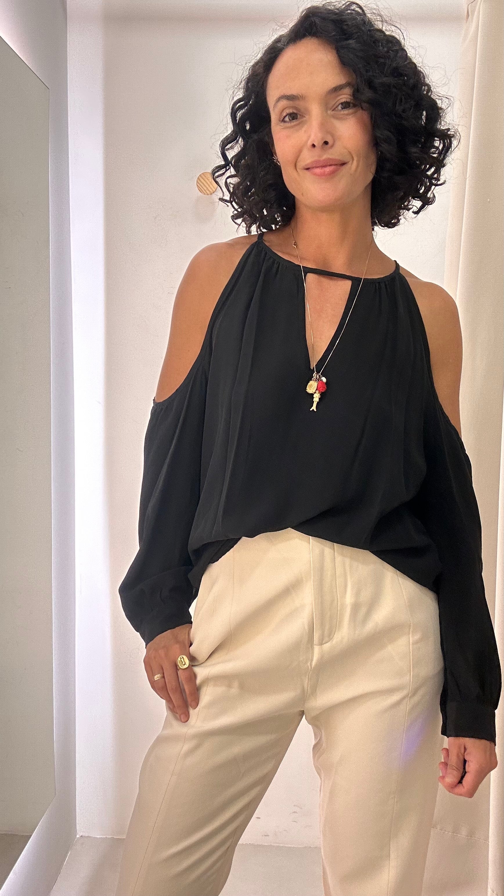 Blusa Preta Seda Animale