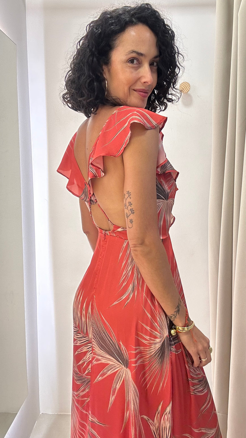 Vestido Longo Vermelho Estampado