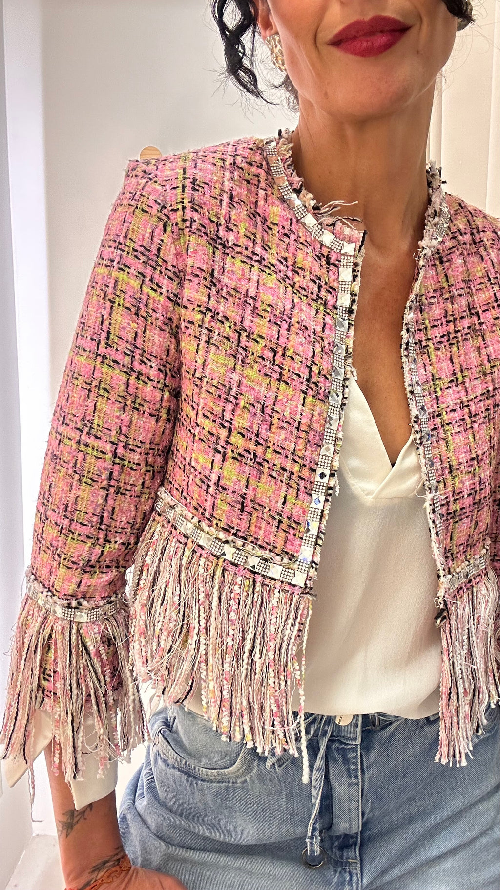 Casaco Cropped Rosa Tig