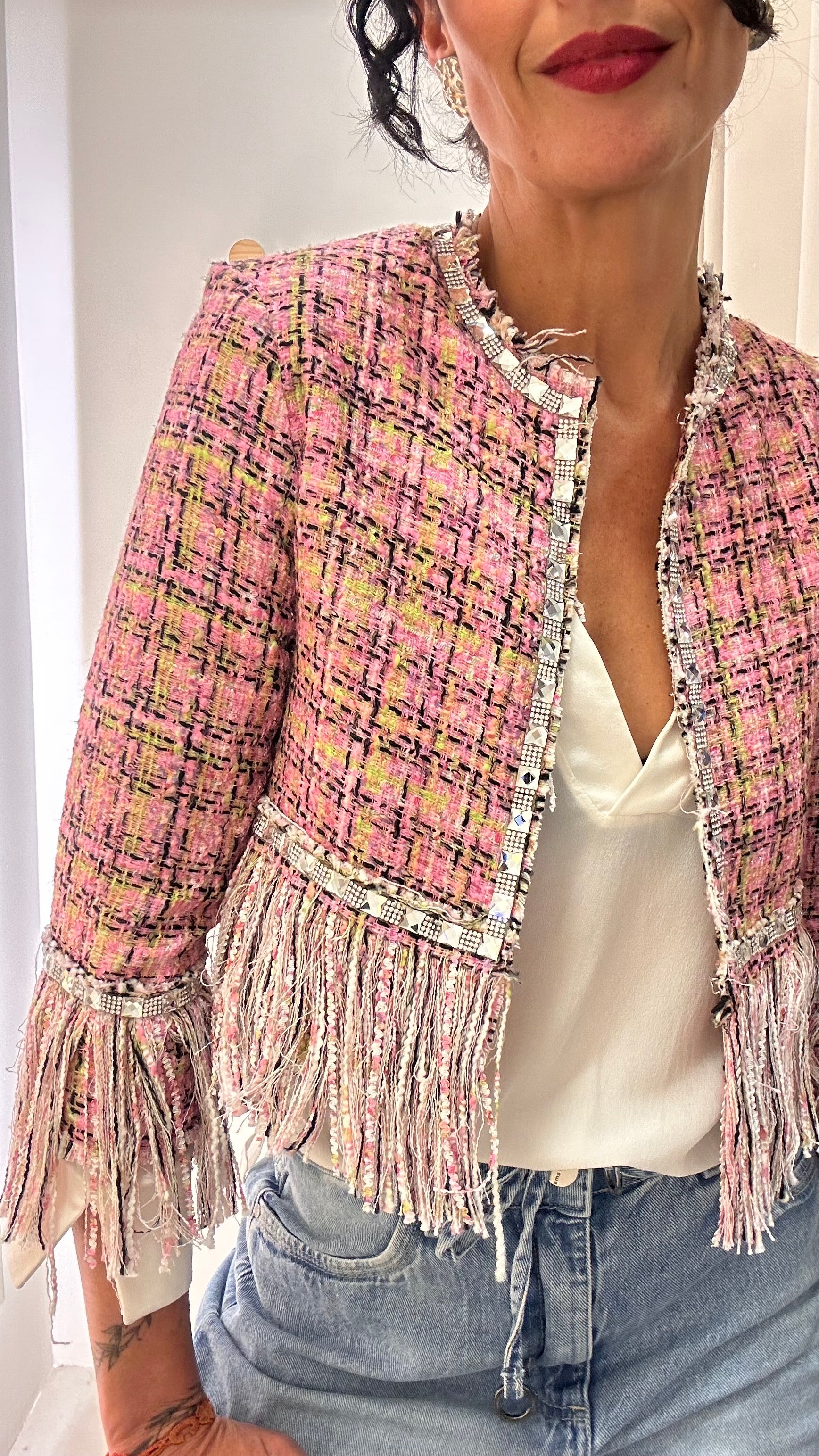 Casaco Cropped Rosa Tig