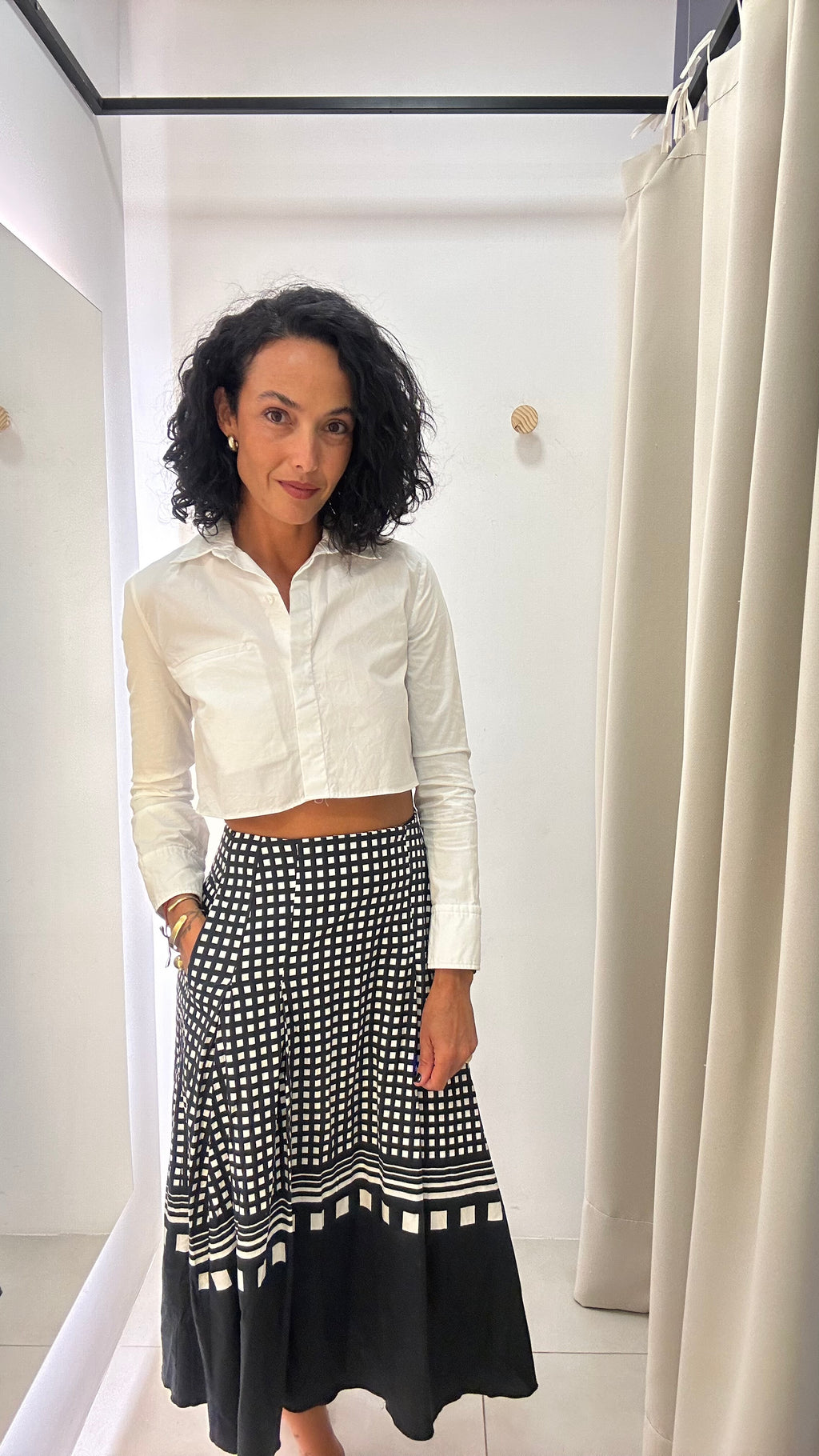 Camisa Cropped Branca Zara