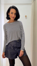 Blusa Listrada Manga Longa marinho