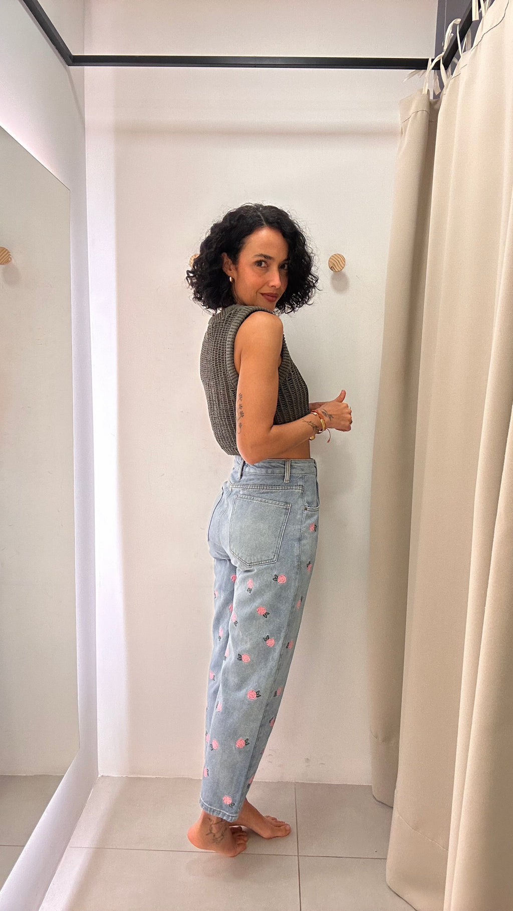 Calça Jeans Rosas Nati Vozza
