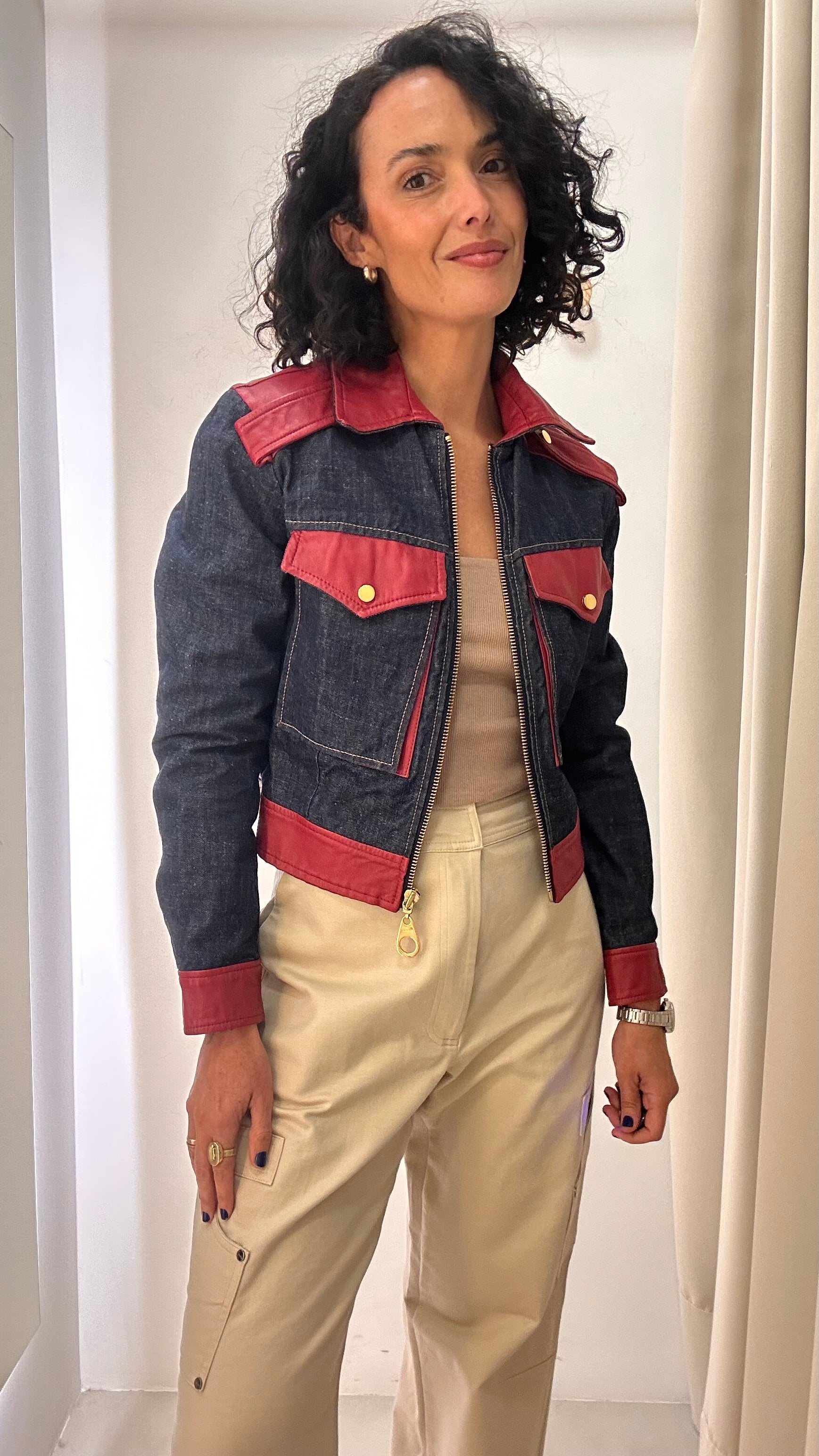 Jaqueta jeans e couro Animale