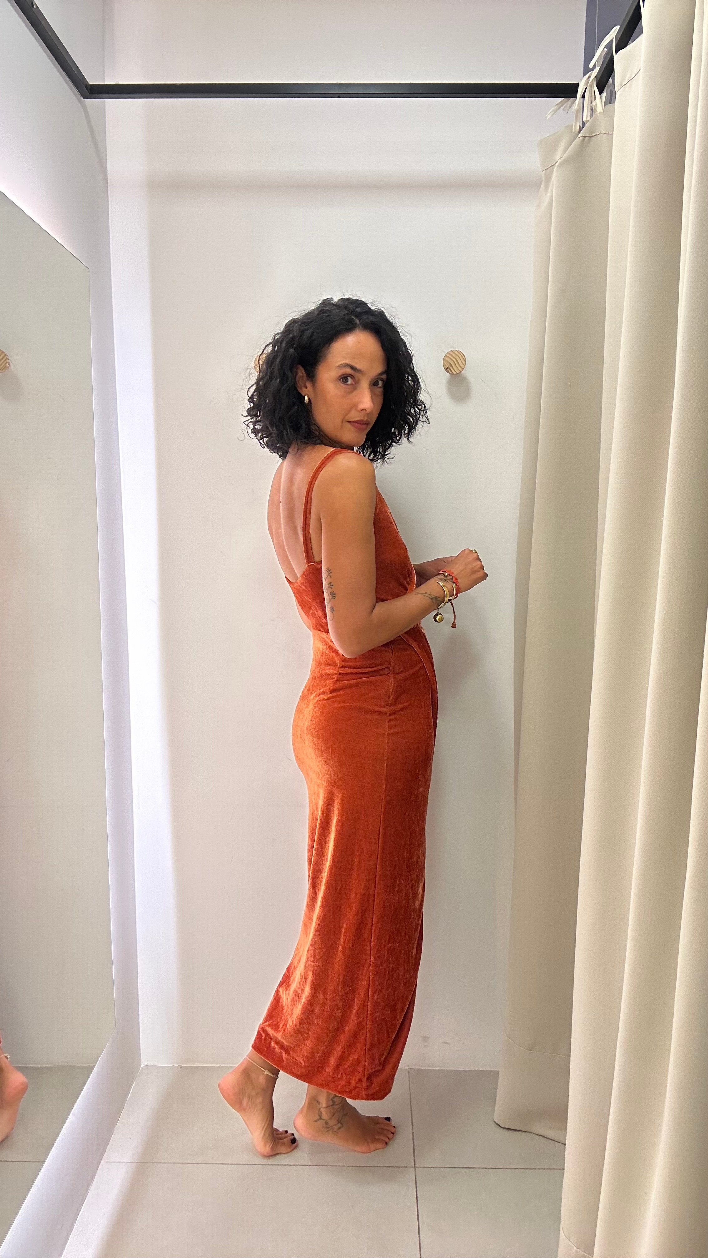 Vestido de Veludo Terracota