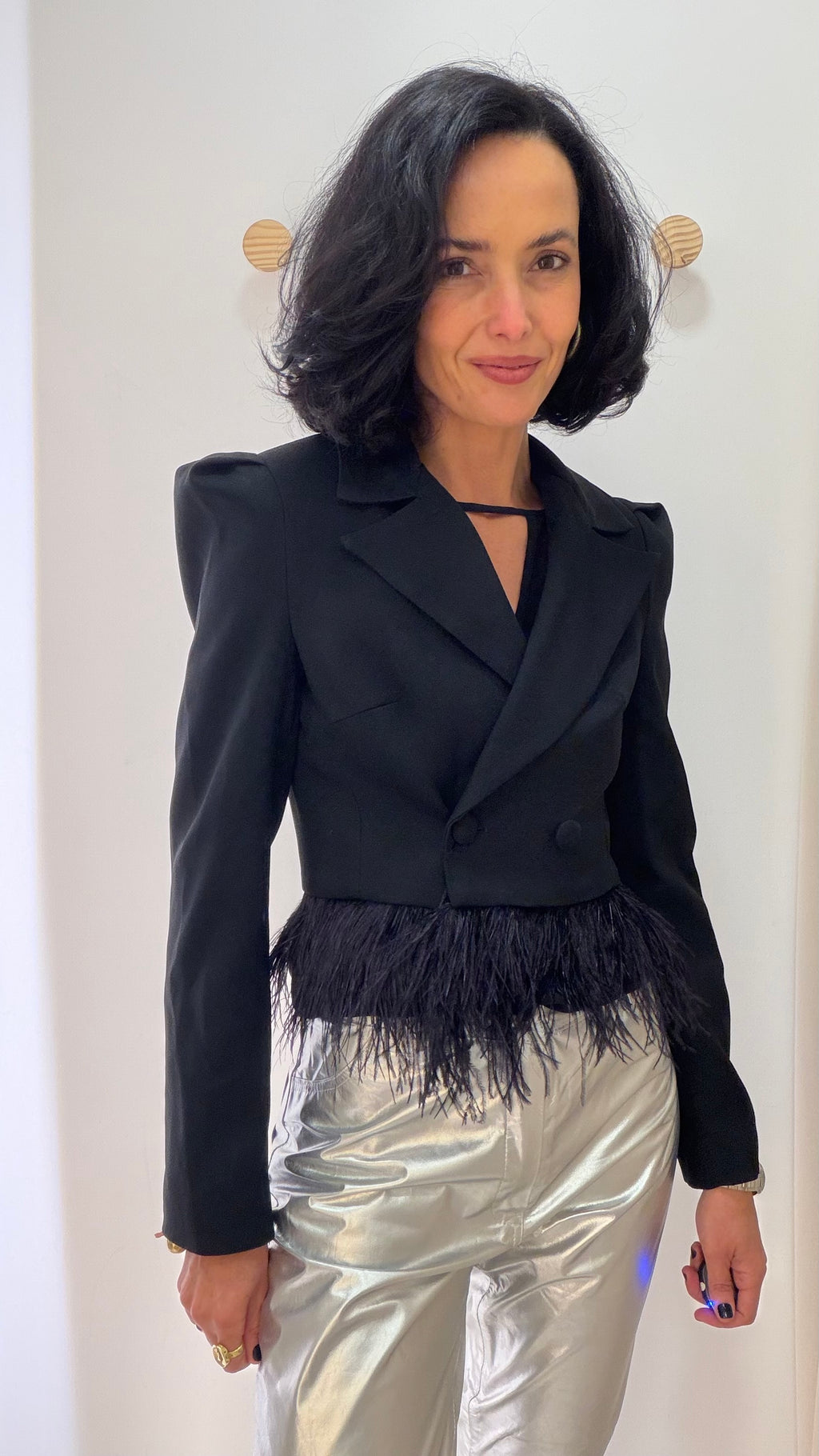 Calça de Couro Prata