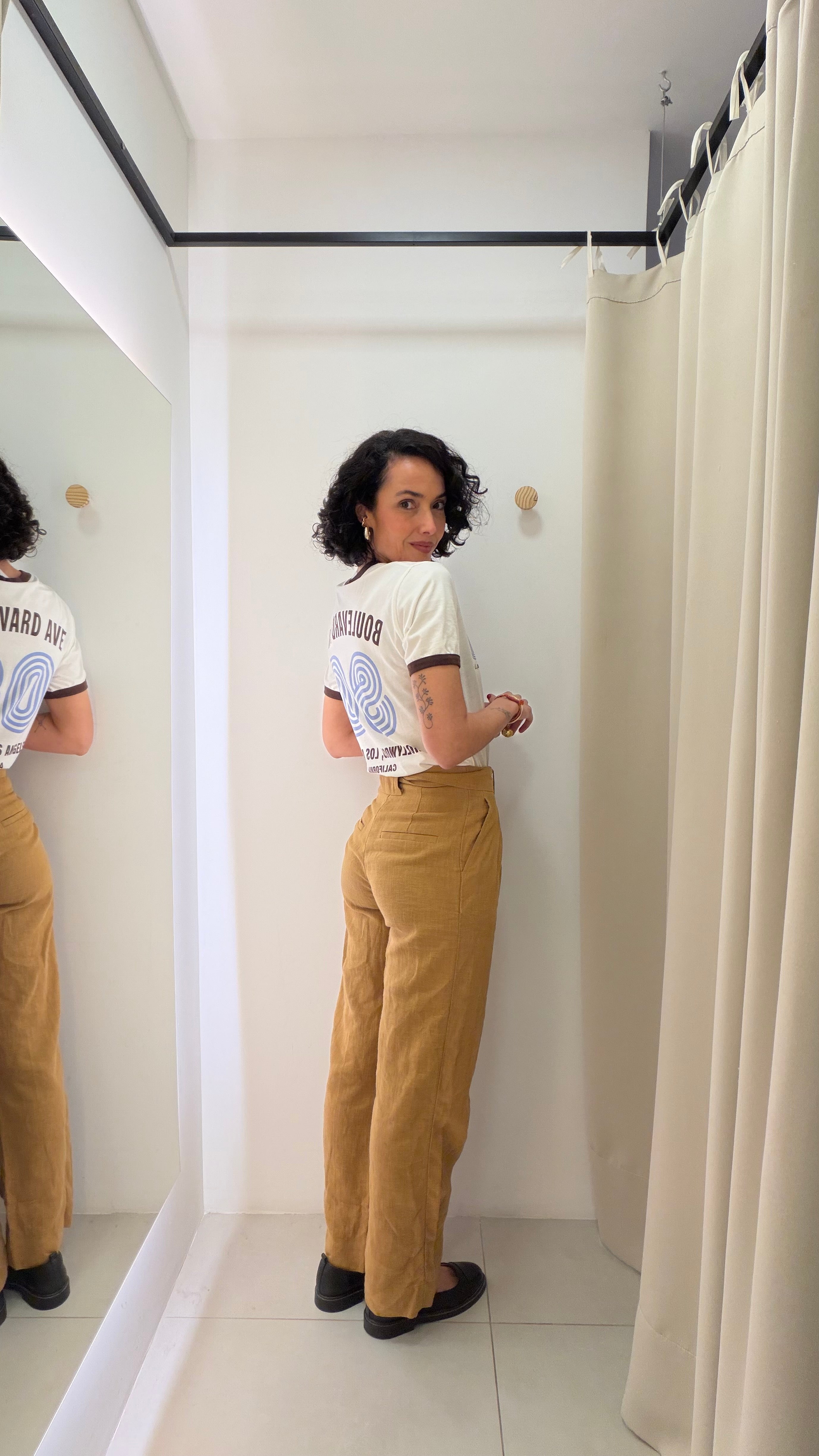 Calça algodão e linho H&M
