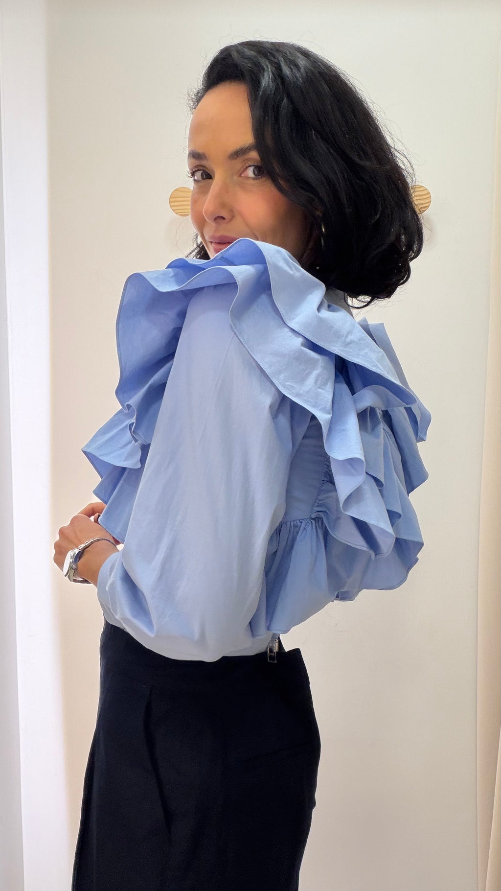 Blusa Babados Azul Nati Vozza