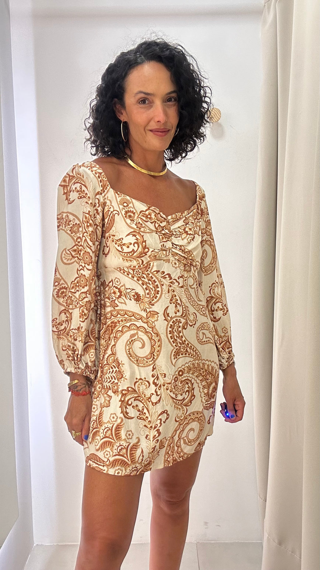 Vestido Estampado Manga Bufante