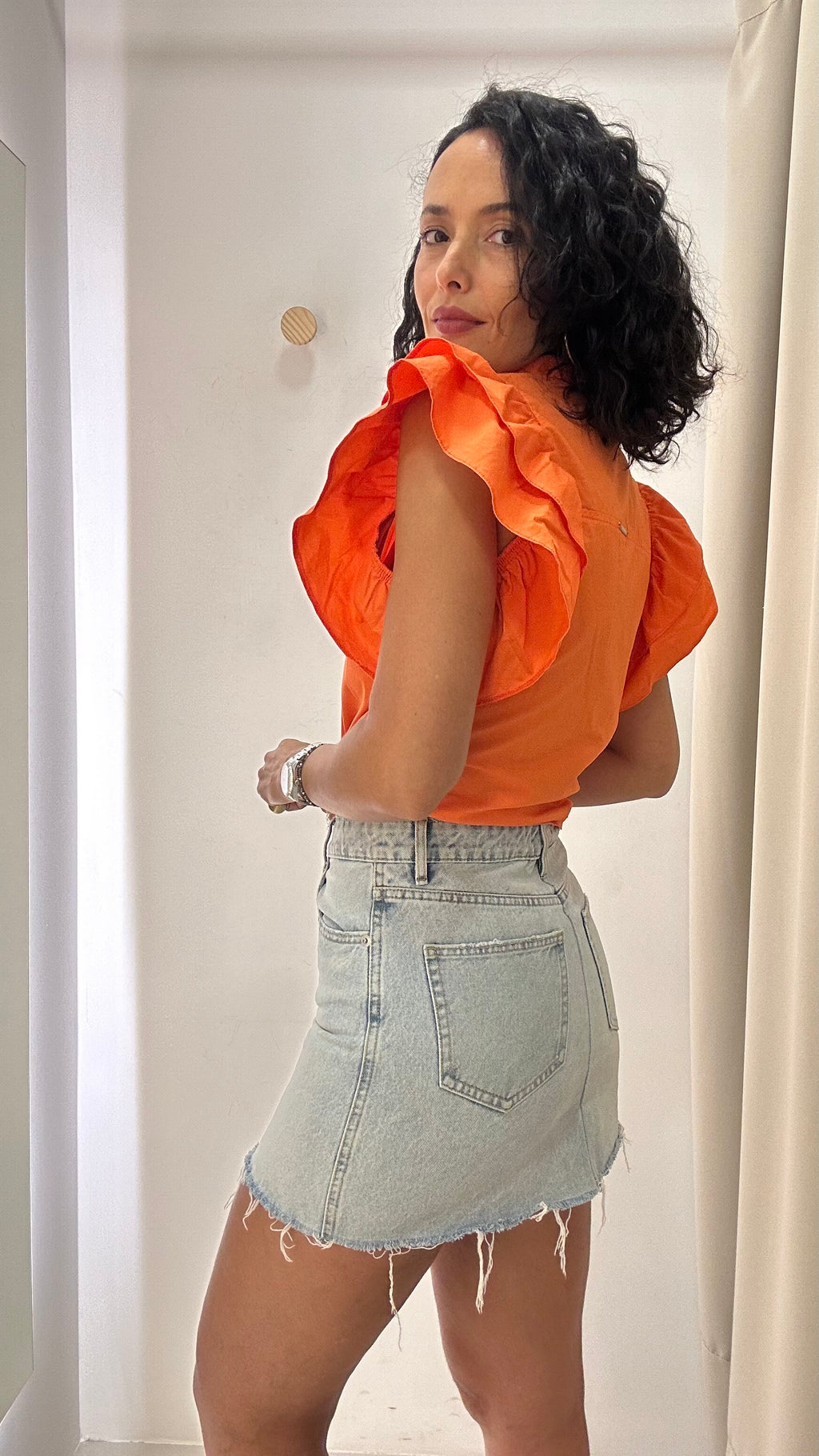 Saia Jeans com Botões Frontais Zara