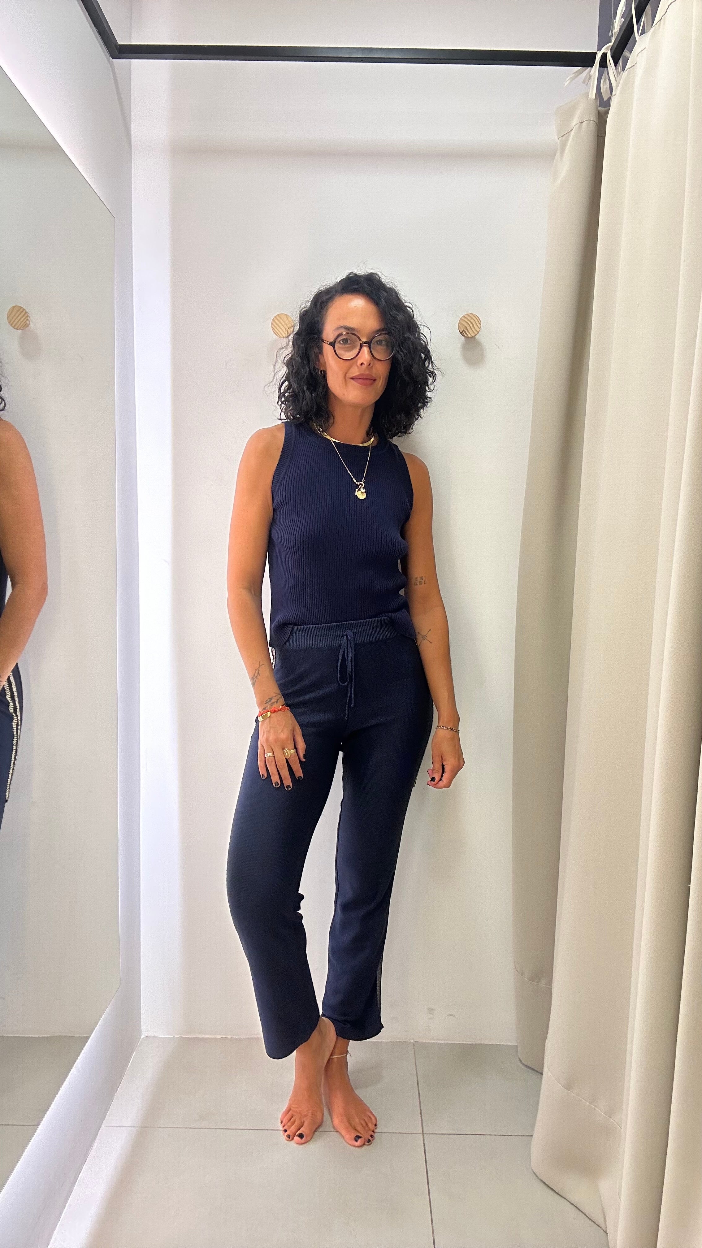 Calça em Malha Azul