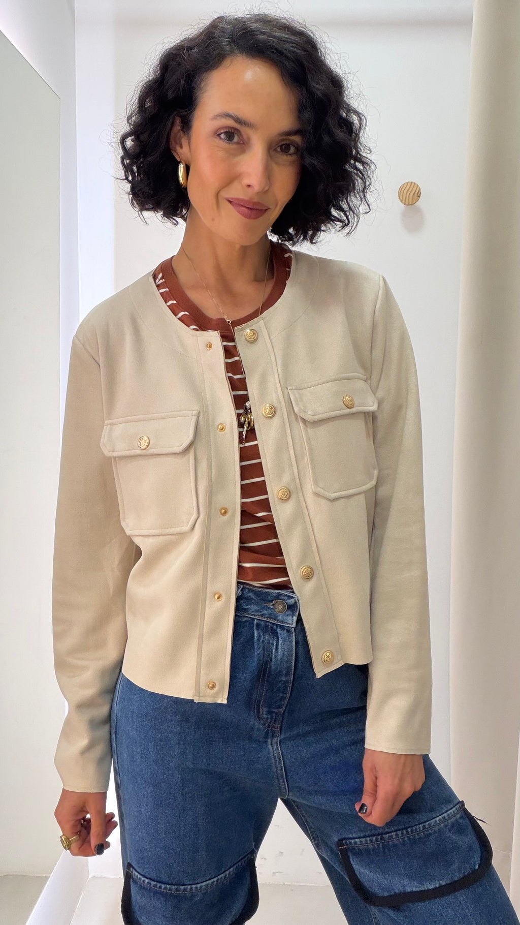 Casaco Bege suede Mochine