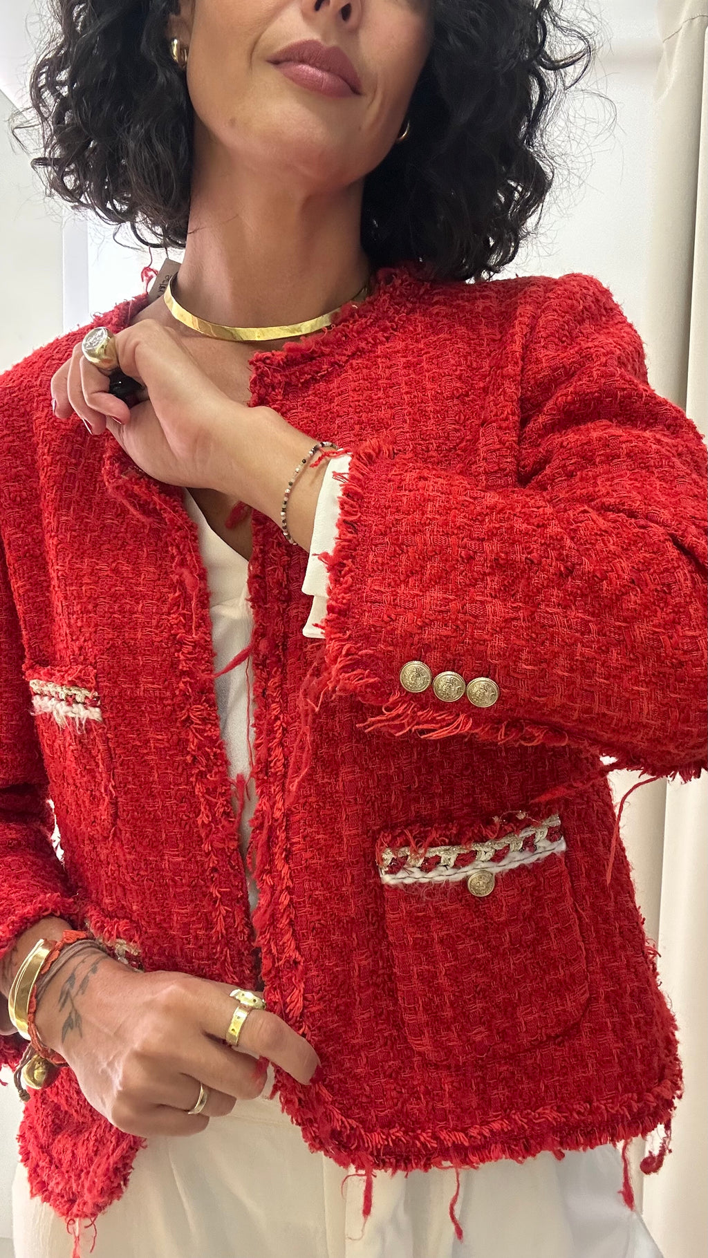 Casaco Tweed Vermelho