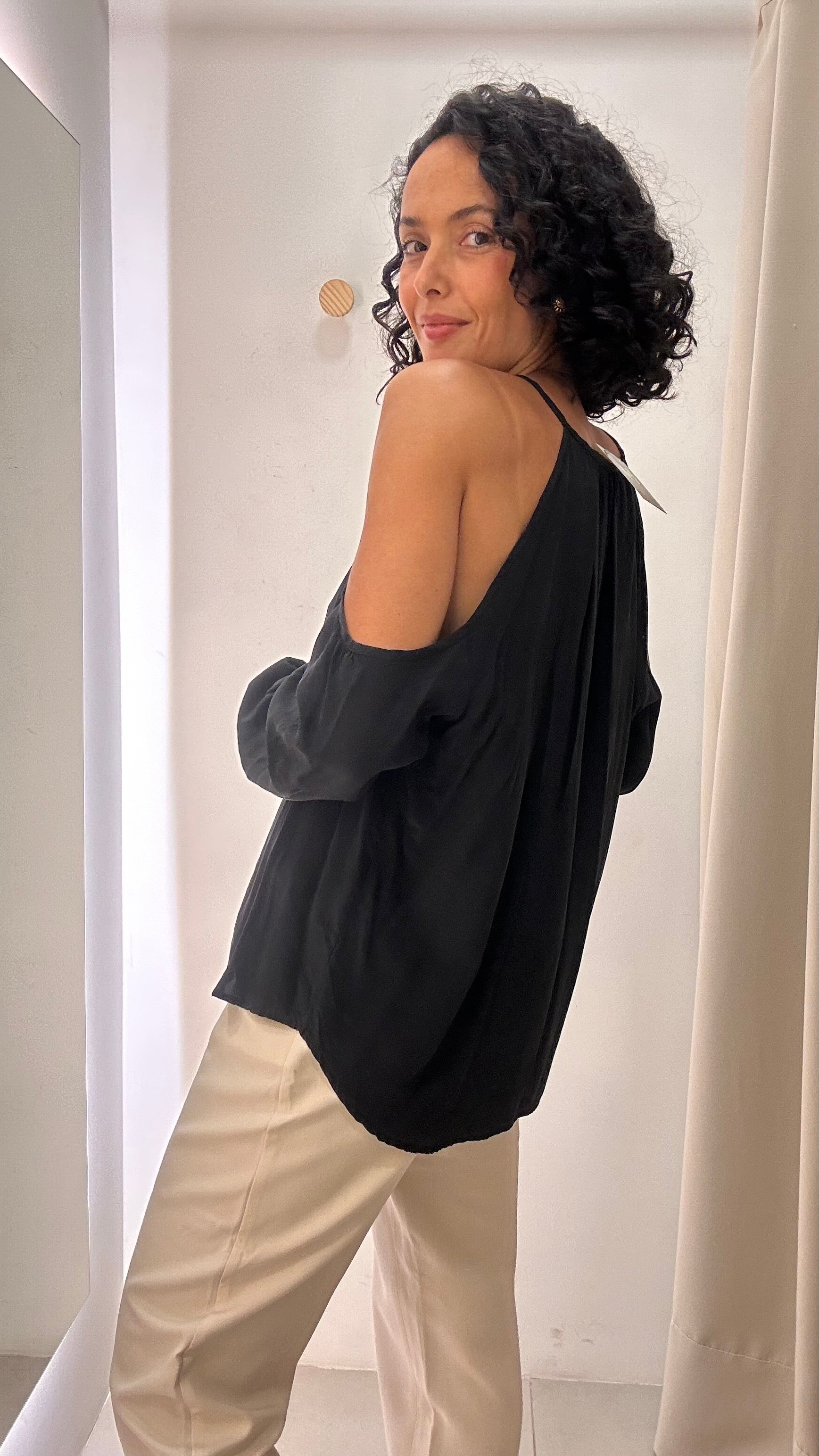 Blusa Preta Seda Animale
